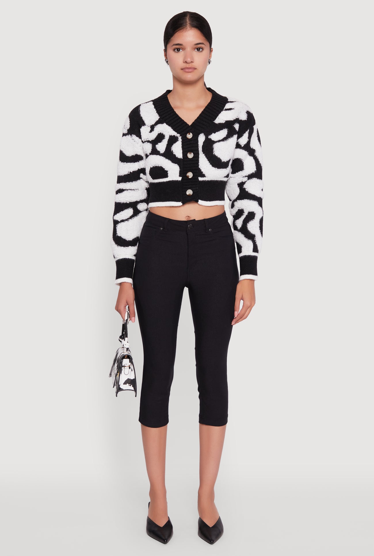 Tufted Knit Button Front Cropped Cardigan