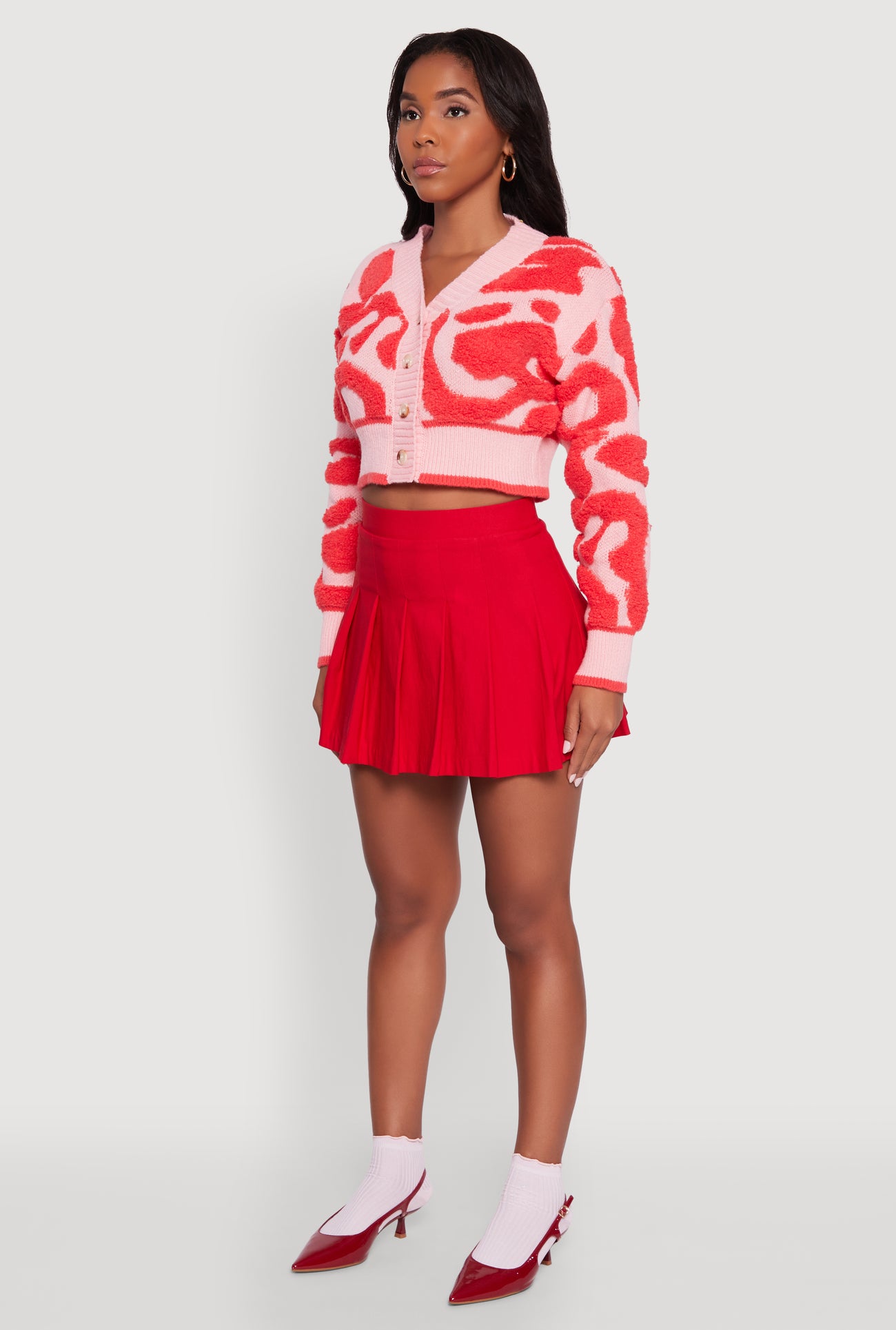 Tufted Knit Button Front Cropped Cardigan