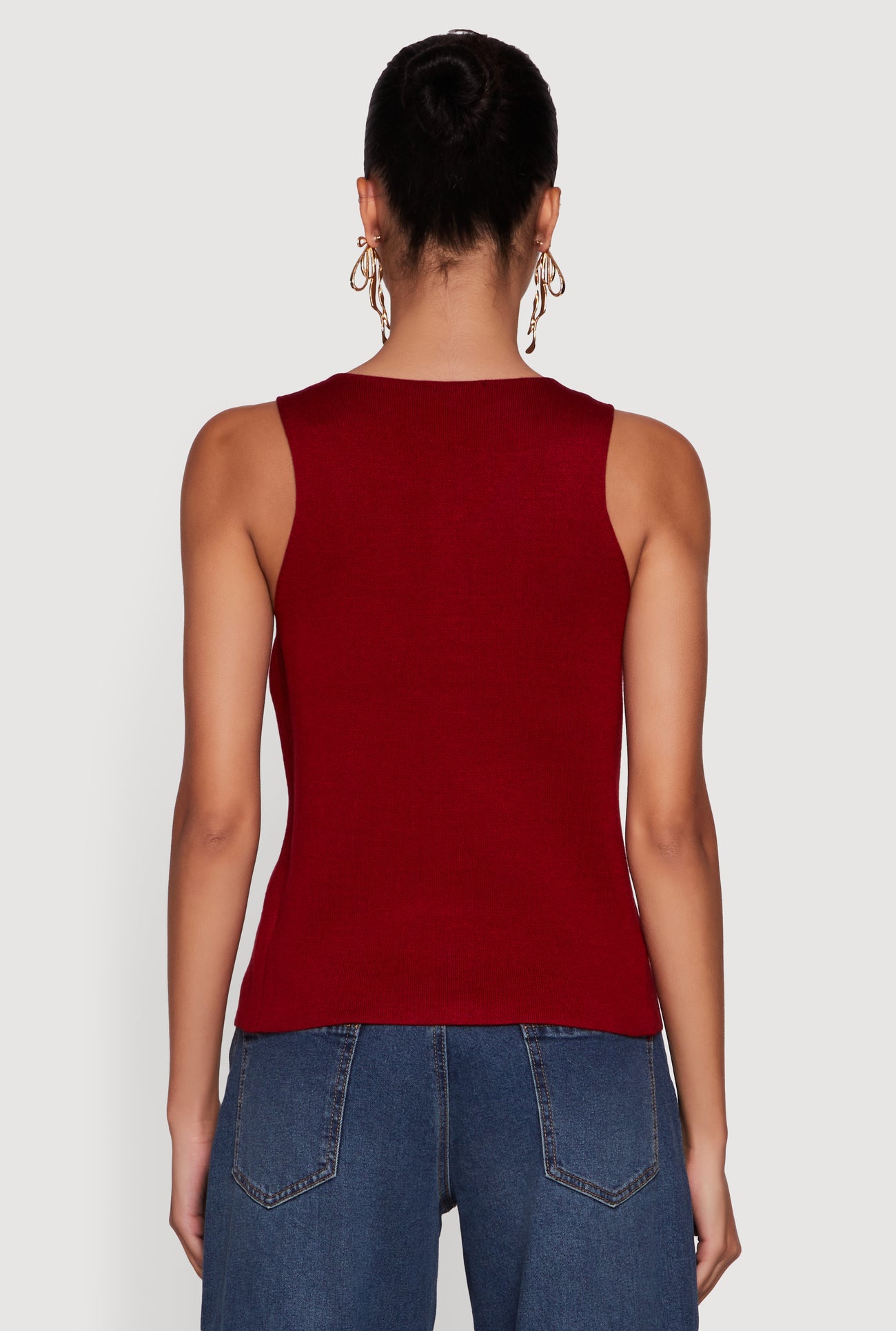 Metallic Button Front Sleeveless Sweater