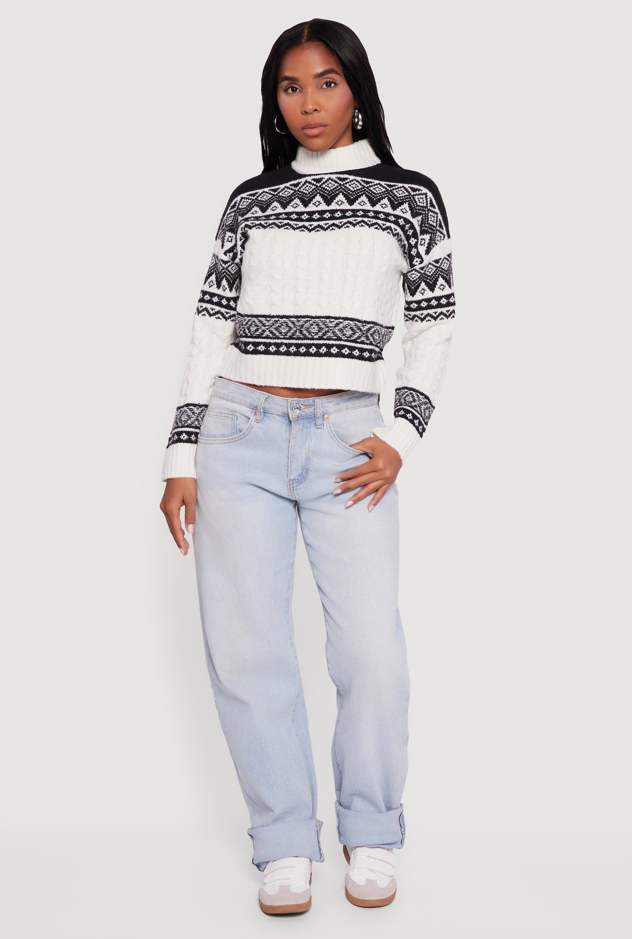 Almost Famous Fair Isle Cropped Pullover Sweater