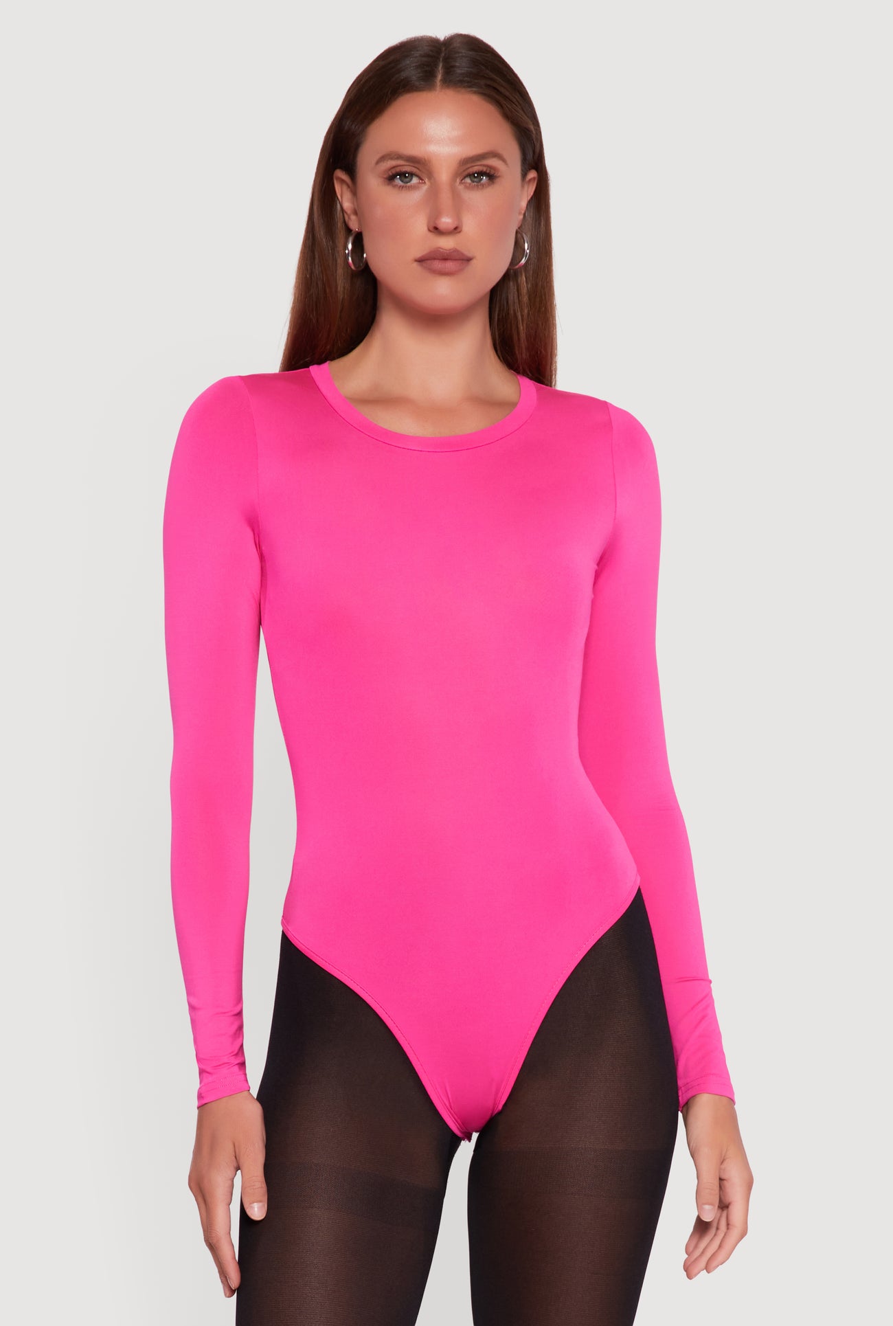 Basic Curve Hugging Long Sleeve Crew Neck Bodysuit