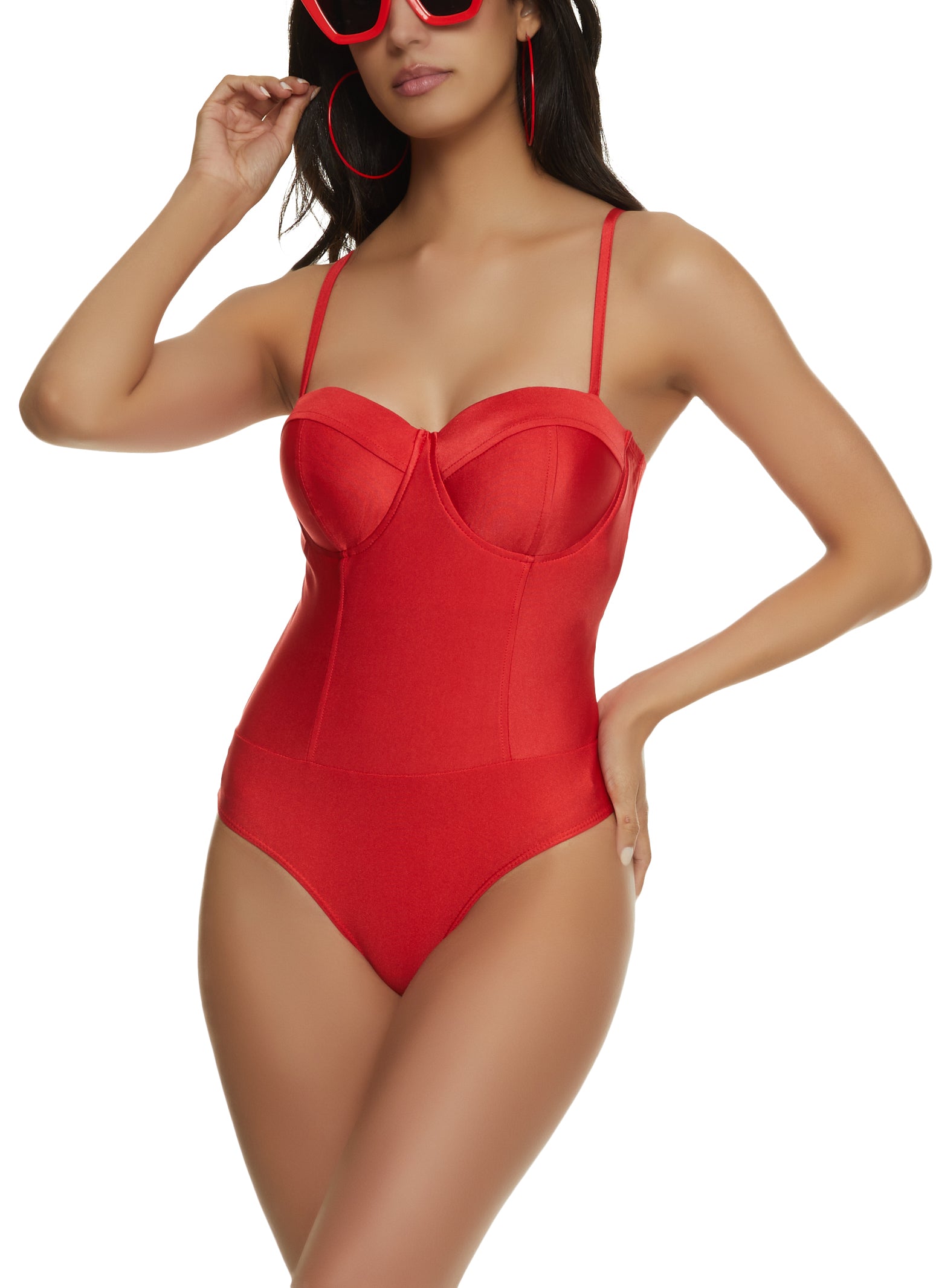 Bustier Corset Bodysuit - Red