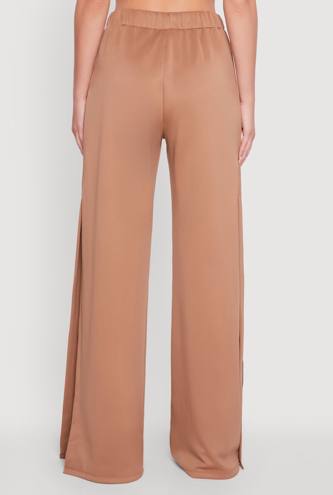 Varsity Stripe Side Slit Pintuck Wide Leg Pants