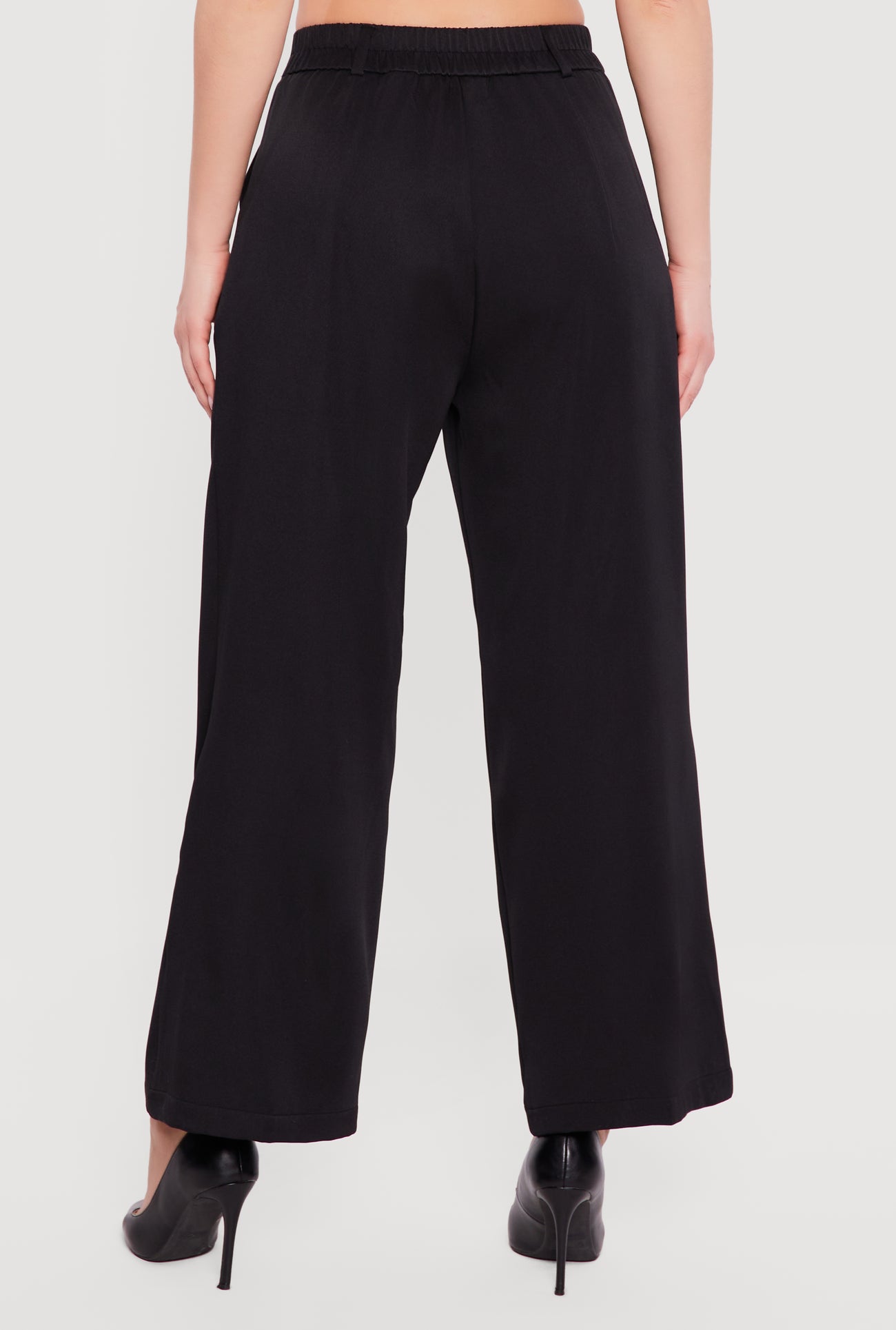 womens black wide leg dress pants Womens High Waisted Wide Leg Pleated Dress Pants, Black, Size S