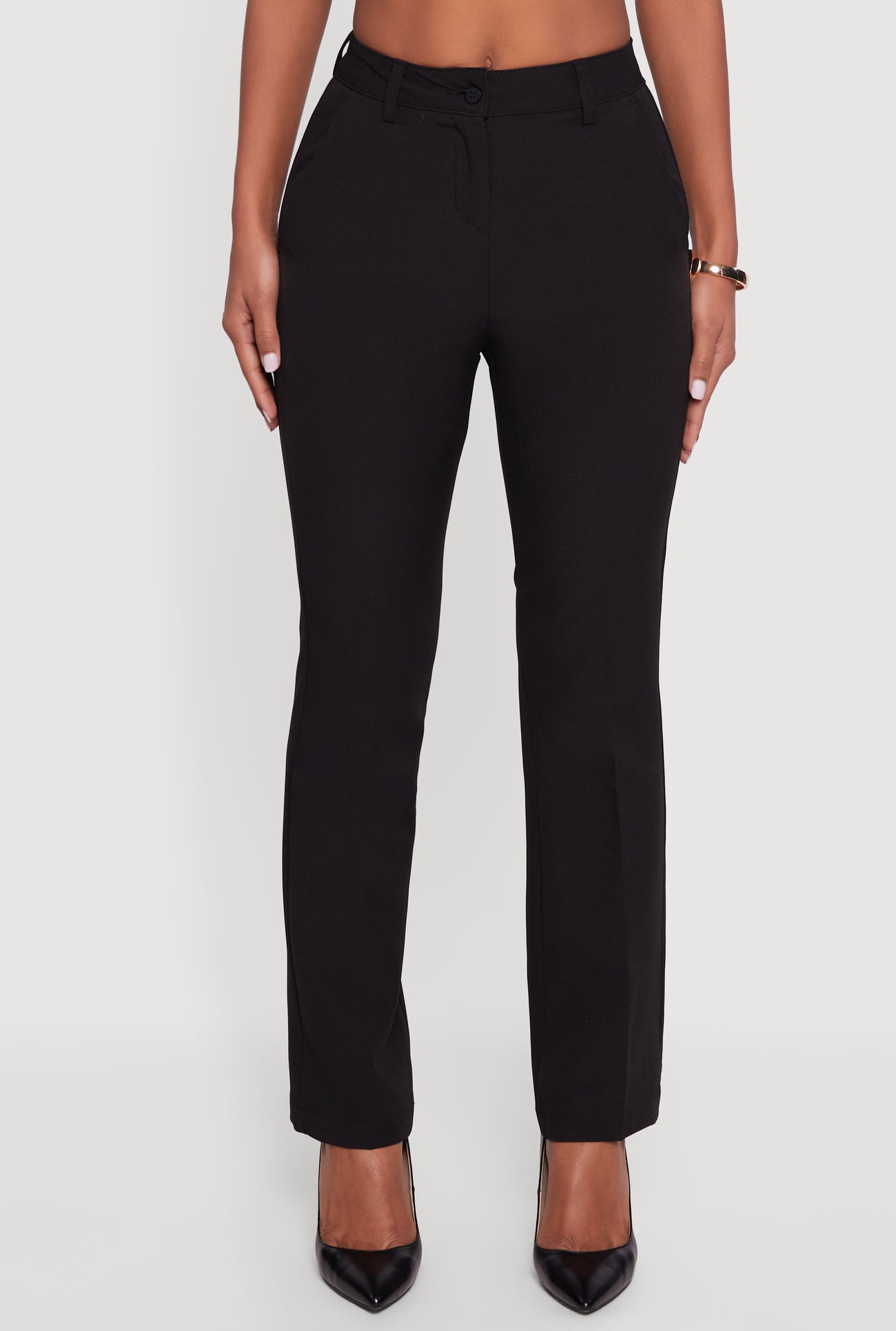 Solid Slim Straight Leg Dress Pants