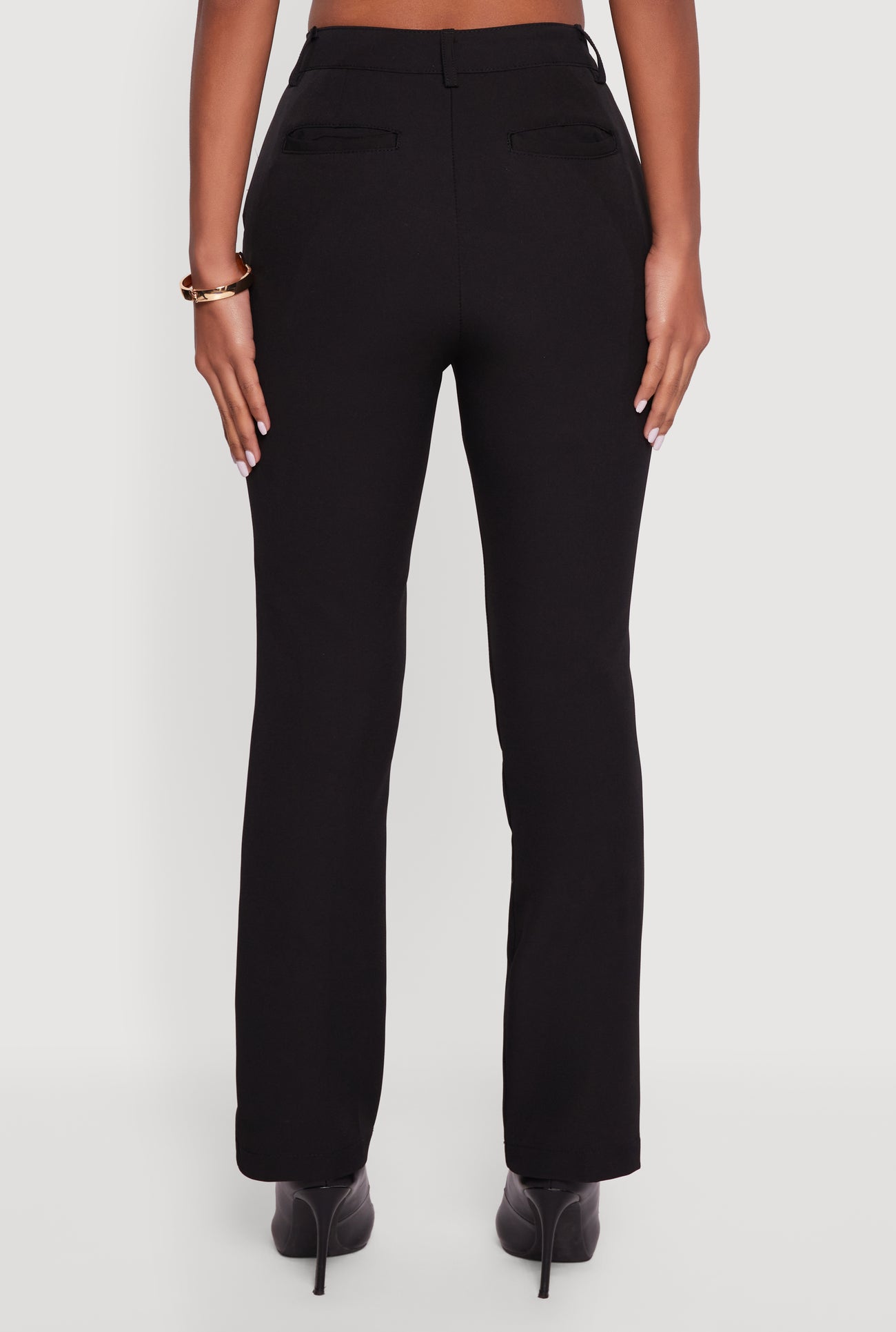 Solid Slim Straight Leg Dress Pants