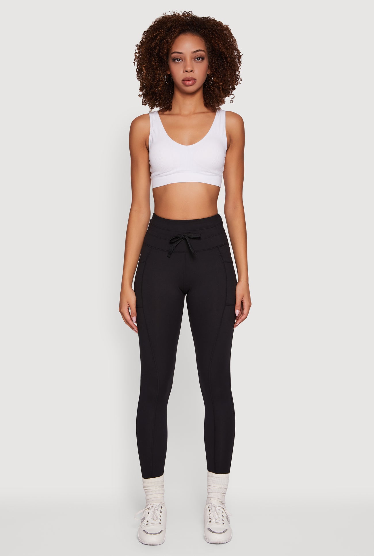 High Waisted Drawstring Leggings with Side Pockets