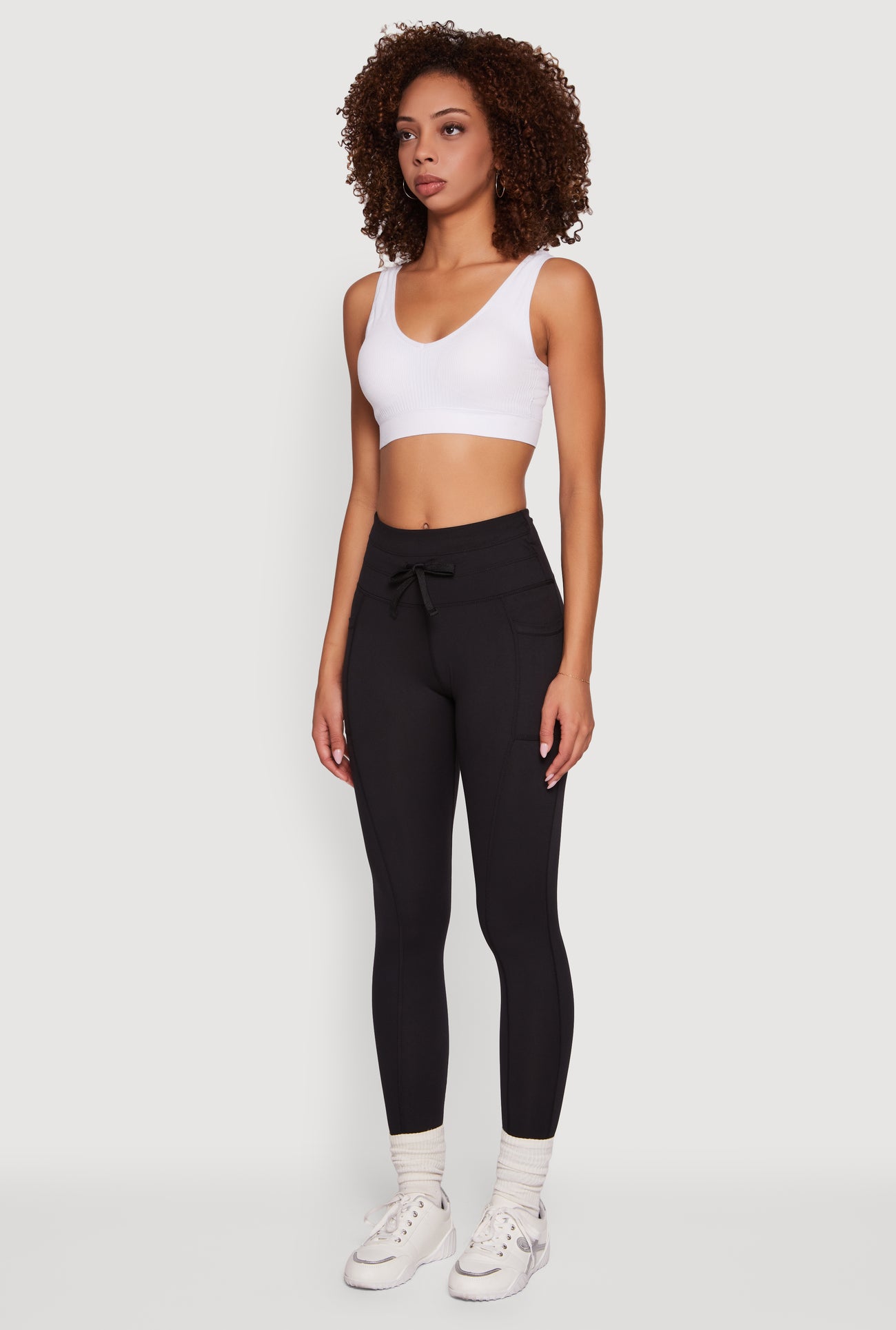 High Waisted Drawstring Leggings with Side Pockets