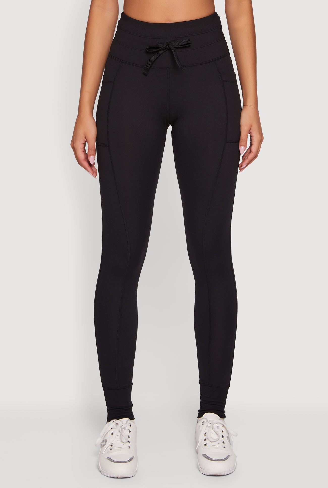 High Waisted Drawstring Leggings with Side Pockets