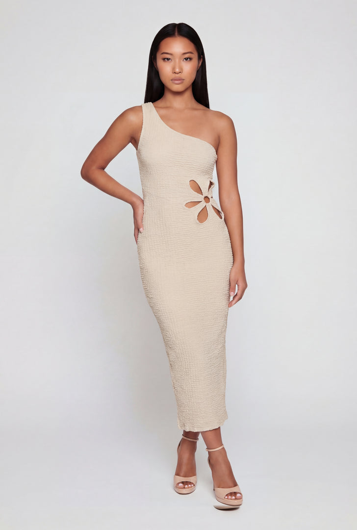 tan bodycon dress Brown Wrap Zoe Tan Ruched One Shoulder Bodycon Mini Dress Beige Bodycon Dresses | Everyday