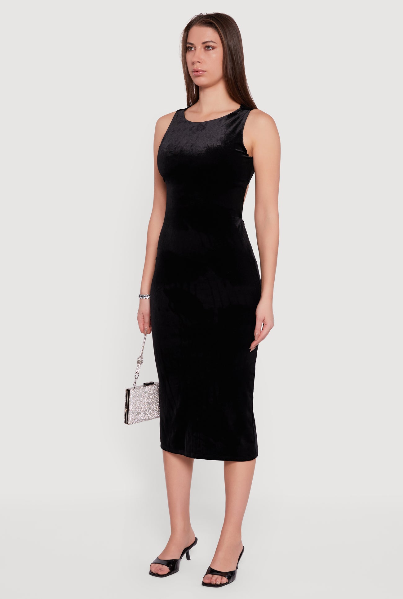 boat neck black dress midi Black boat neck midi dress