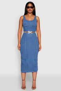 Haute Monde Denim Slit Back Tank Dress