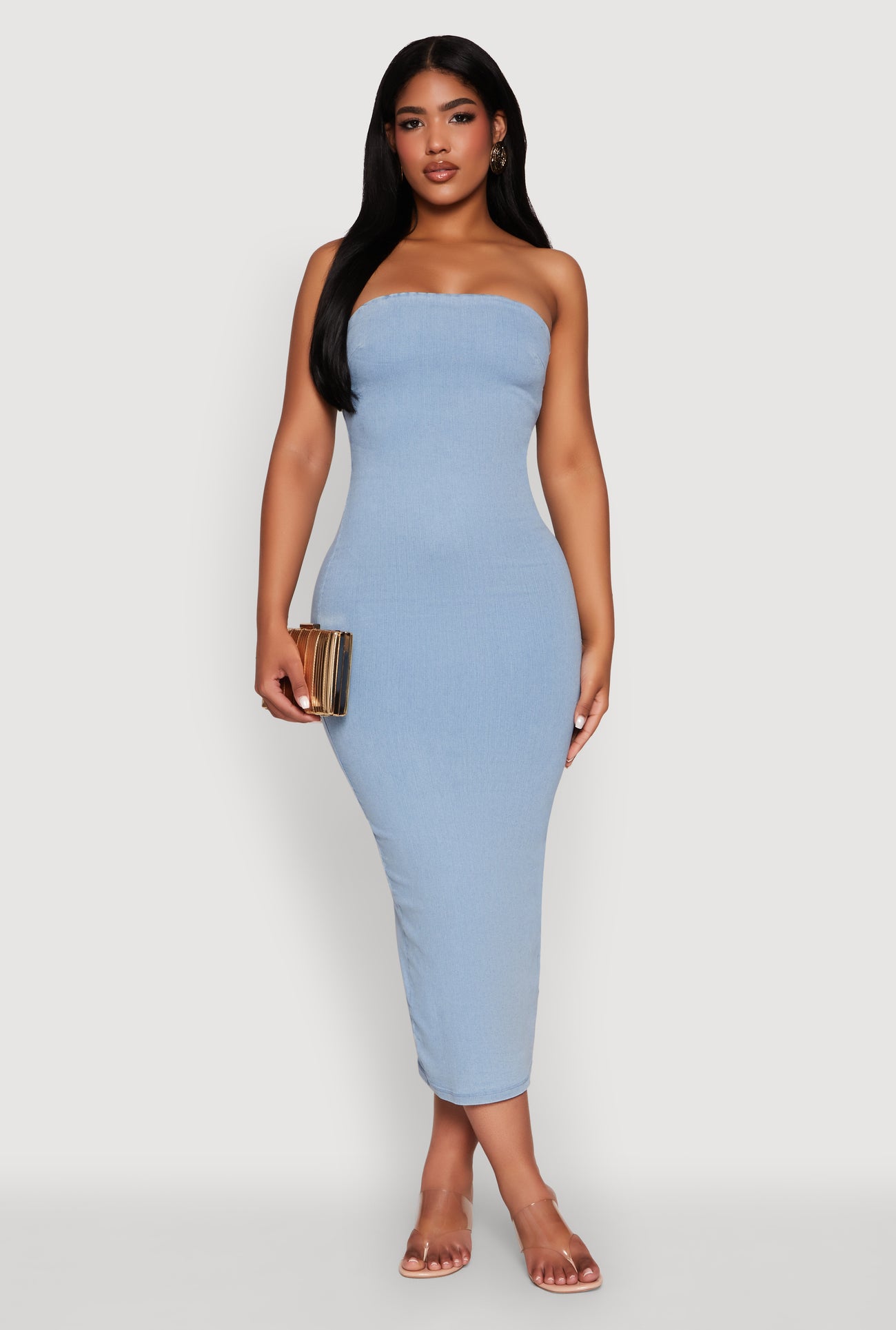 Haute Monde Denim Slit Back Tube Dress