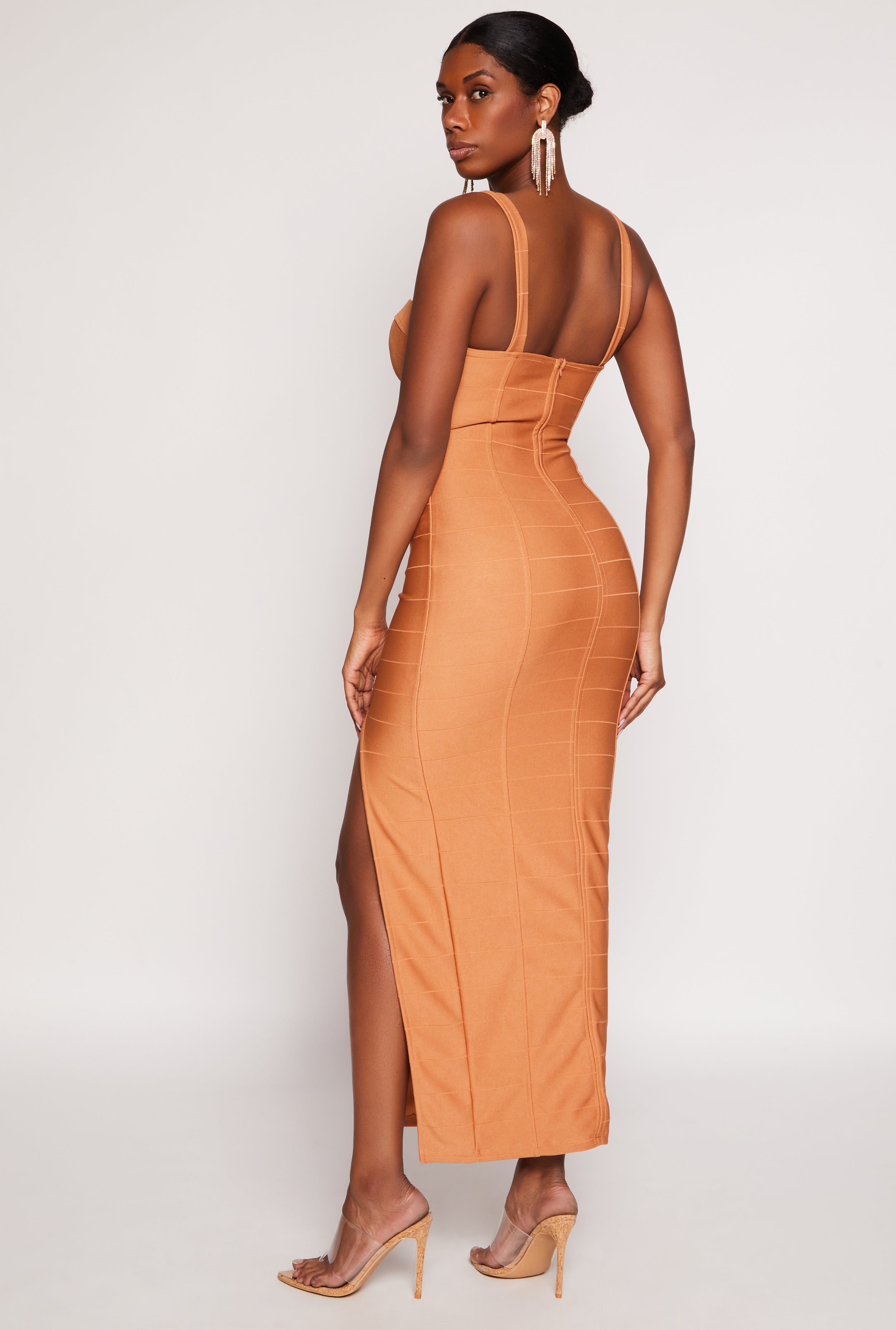 Haute Monde Side Slit Bustier Maxi Dress