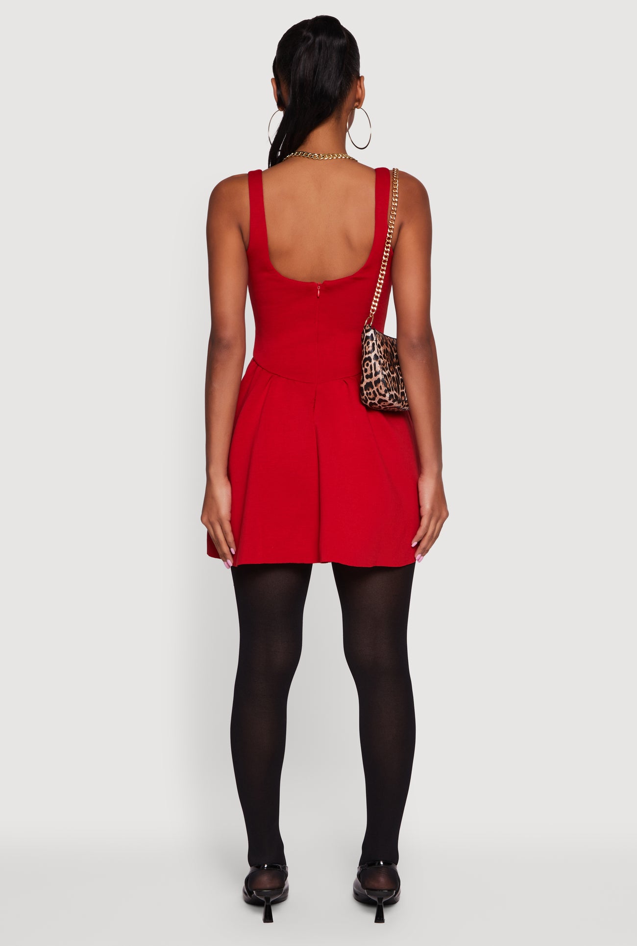 Scuba Square Neck Open Back Corset Skater Dress