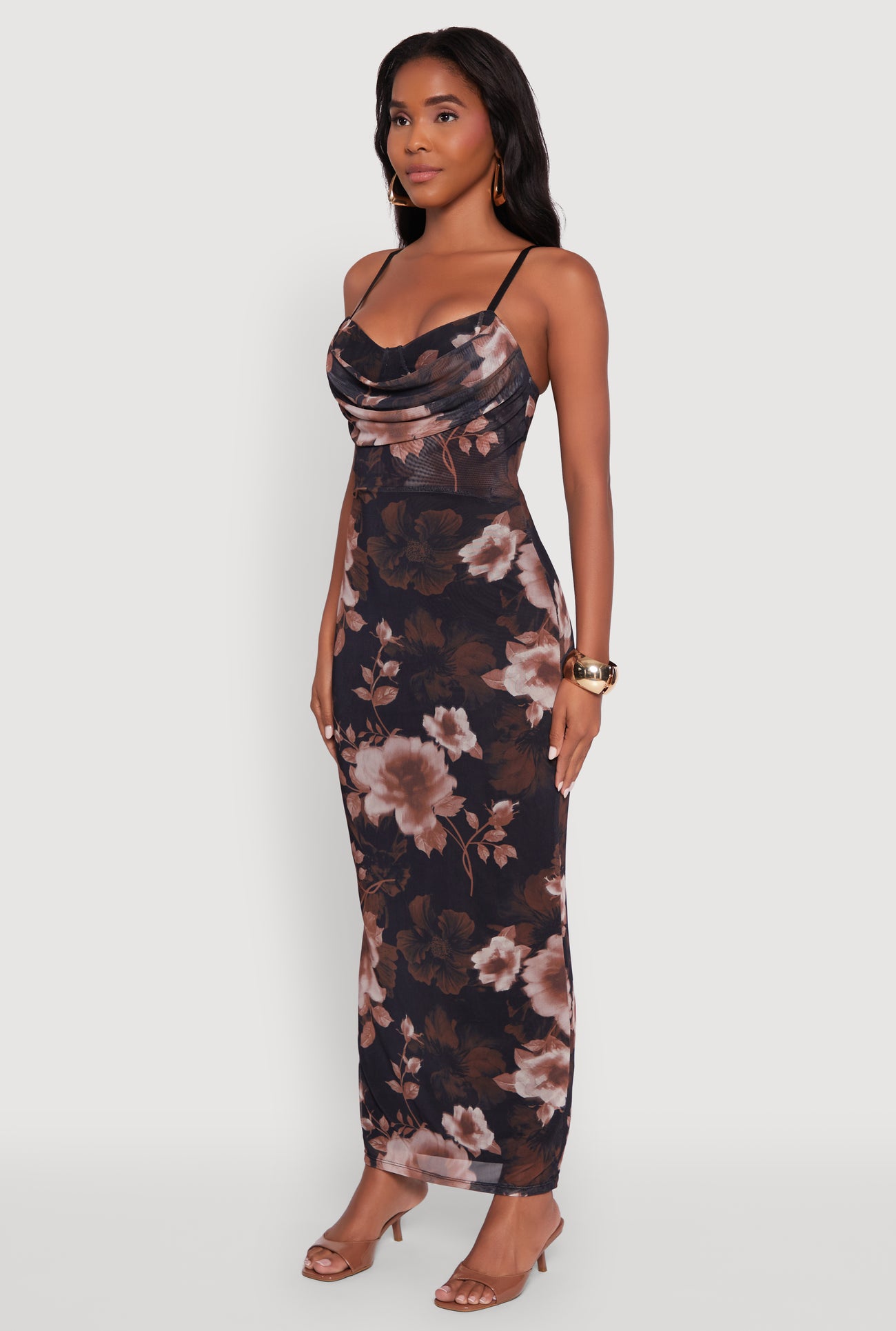 Floral Mesh Padded Cup Sweetheart Bustier Dress