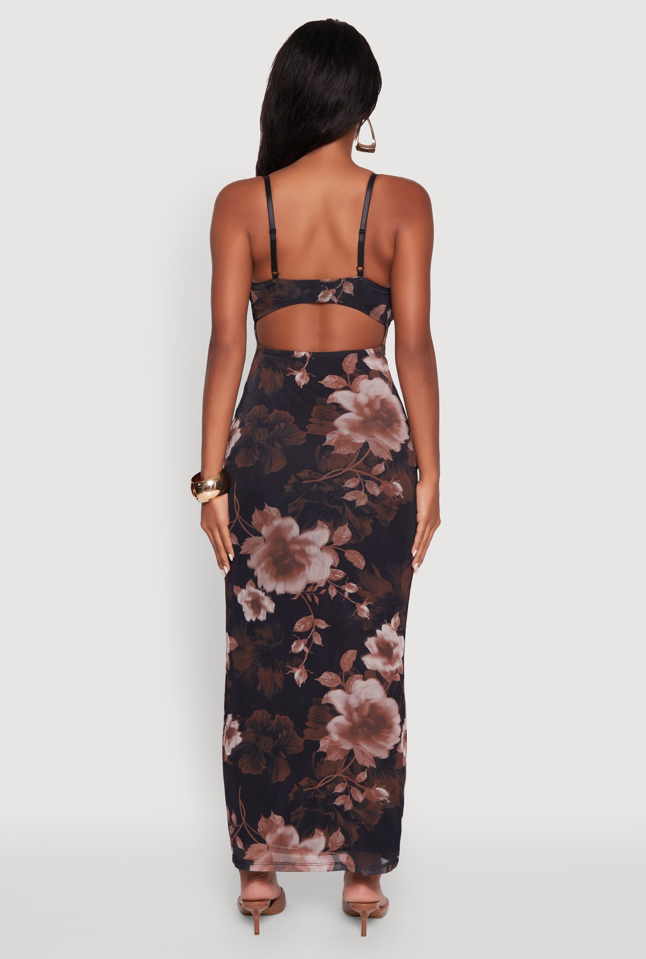 Floral Mesh Padded Cup Sweetheart Bustier Dress