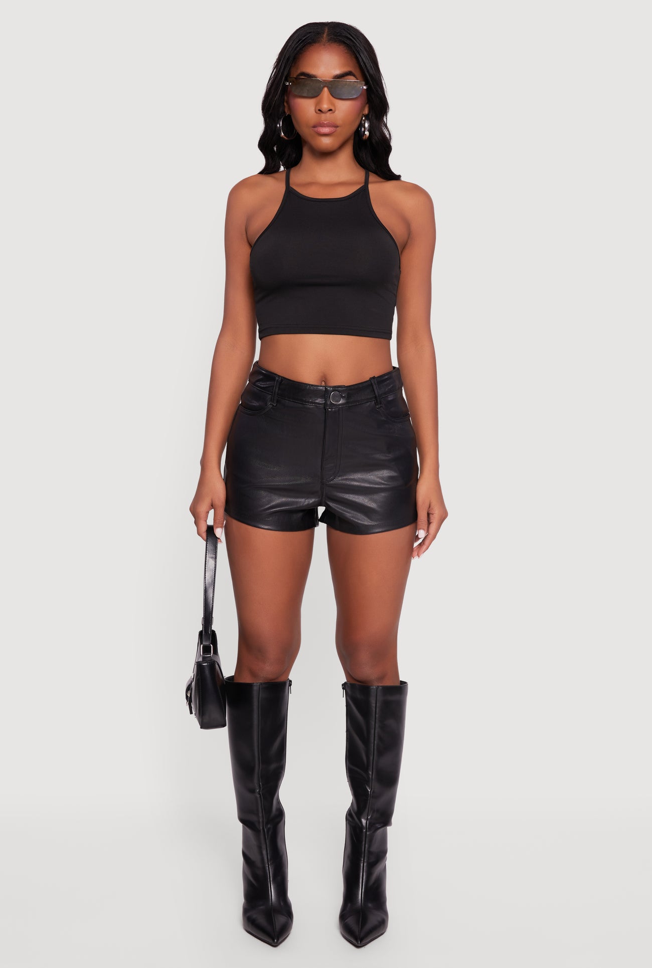 Fleece Lined Faux Leather Shorts