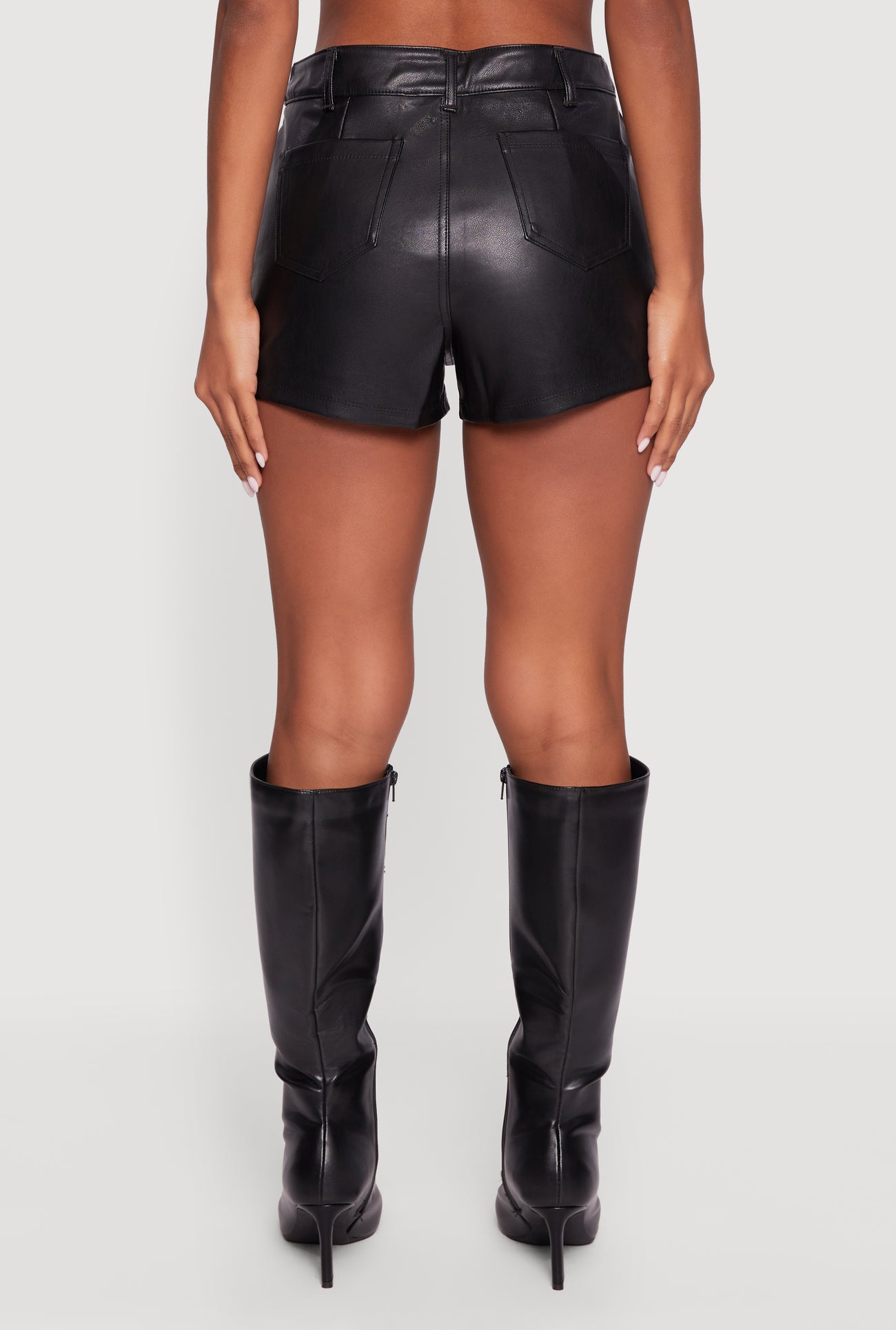 Fleece Lined Faux Leather Shorts
