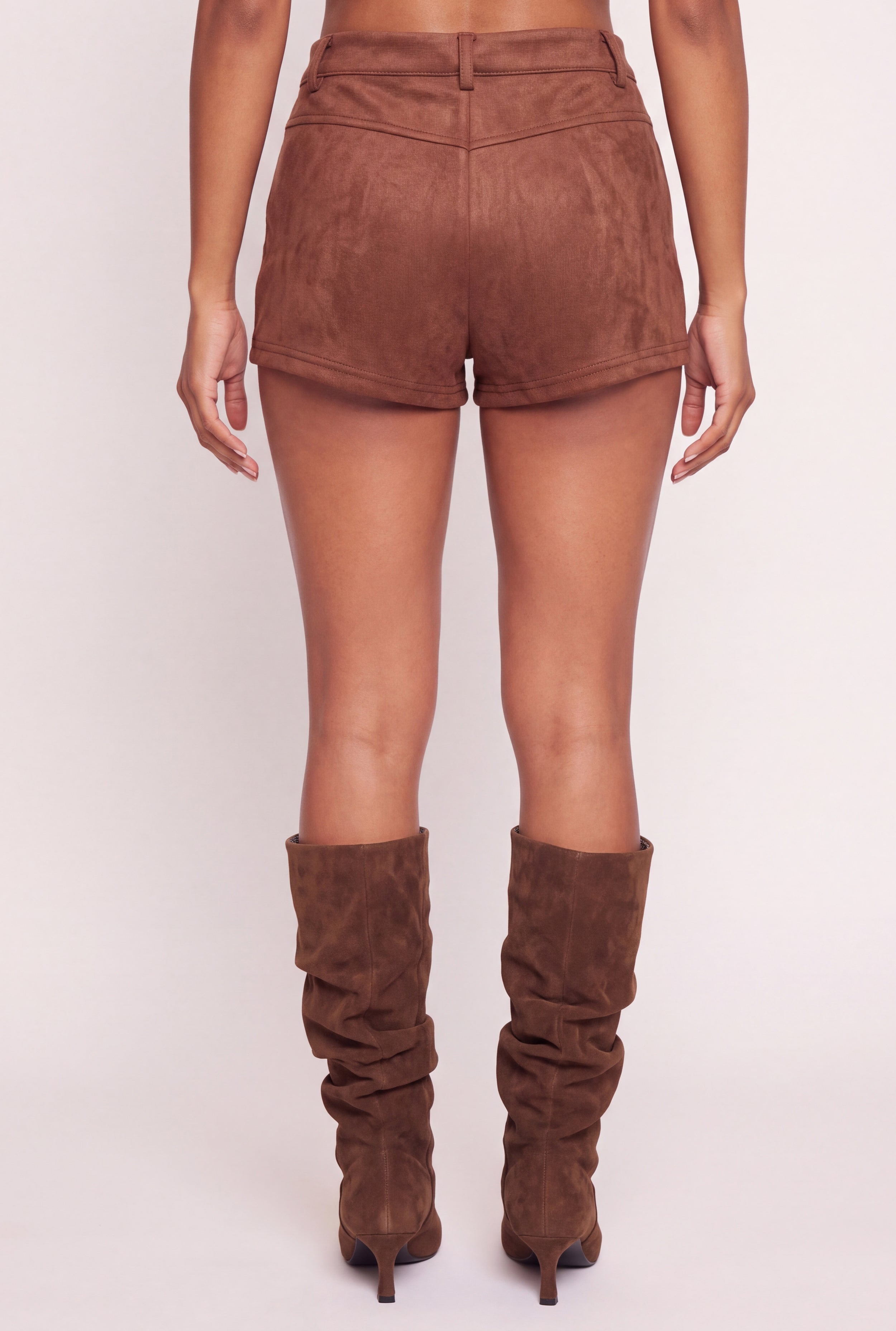 Solid Faux Suede Shorts