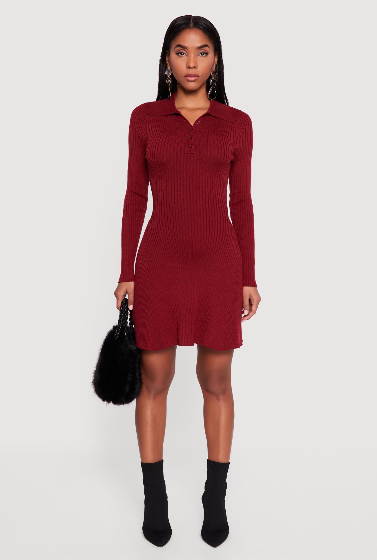 ribbed knit sweater dress Olive Ribbed Knit Fitted Midi Sweater Dress