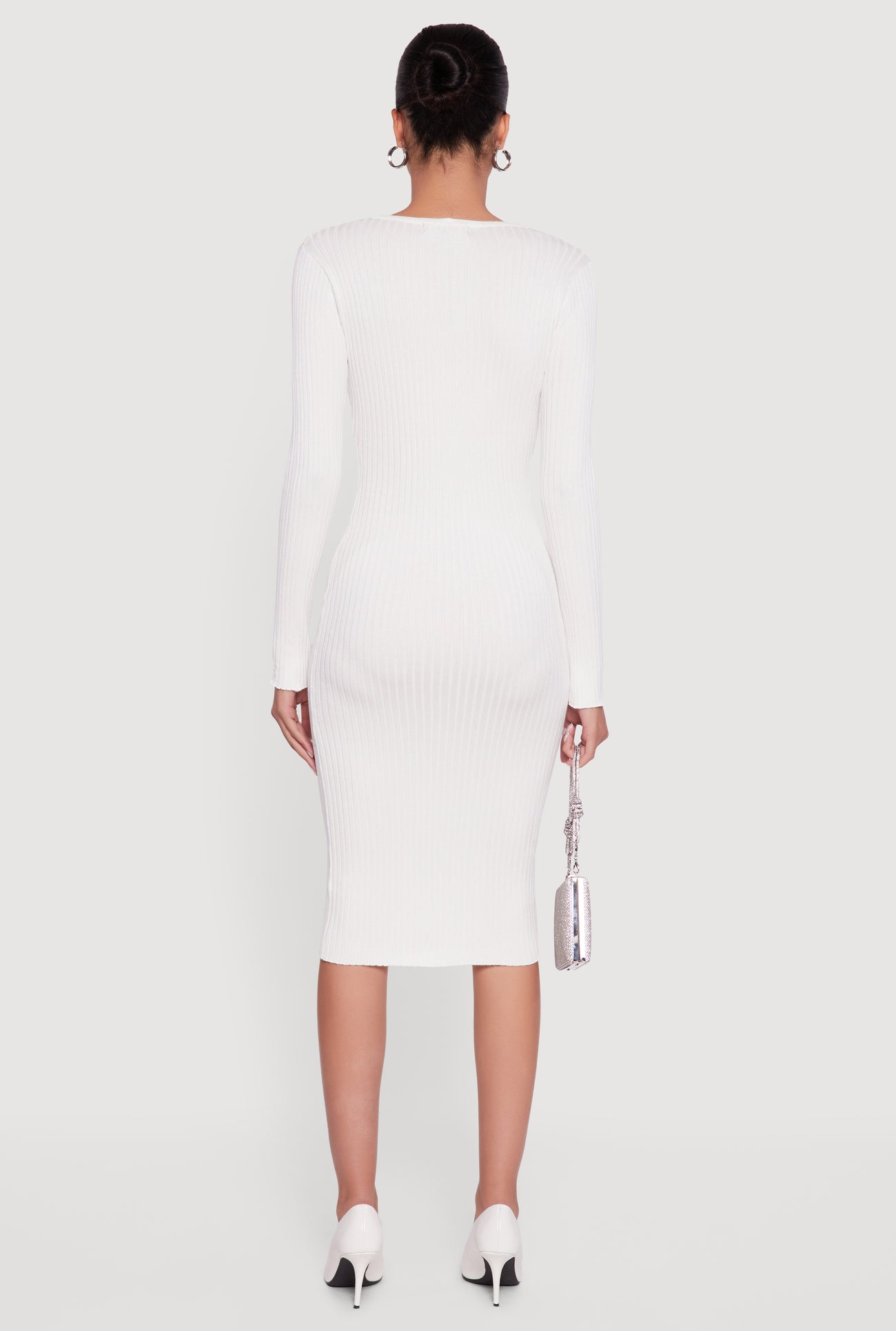 Midi Sweater Dress with Removable Faux Fur Collar and Cuffs