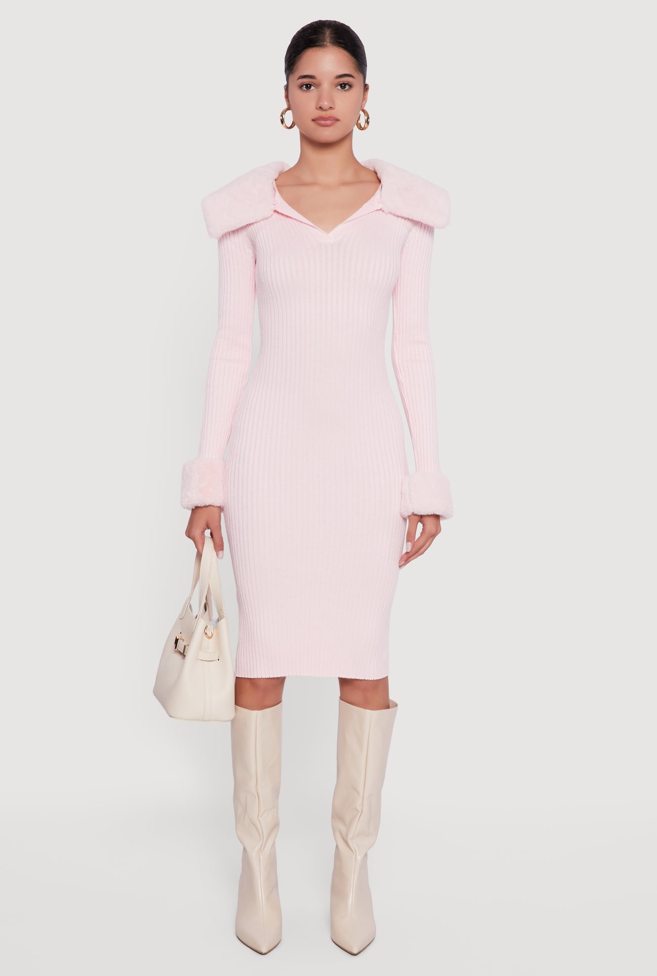 open lace back dress ZESICA Long Sleeve Mock Neck Ribbed Knit Slit Midi Dress – zesica