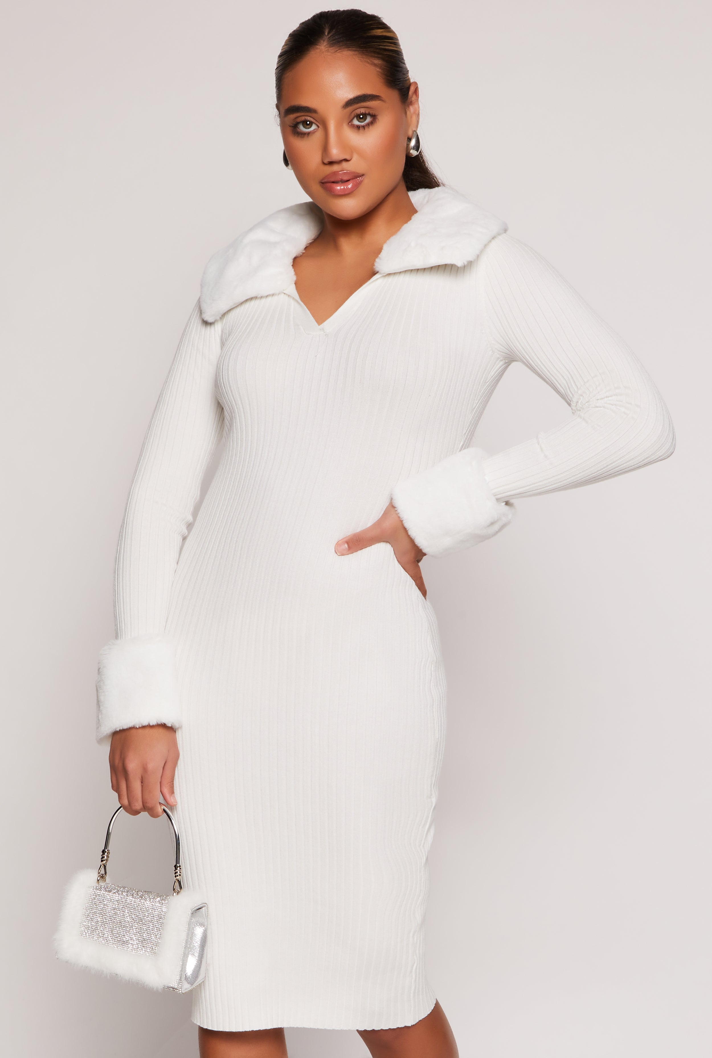 White dress with rainbow bottom sales