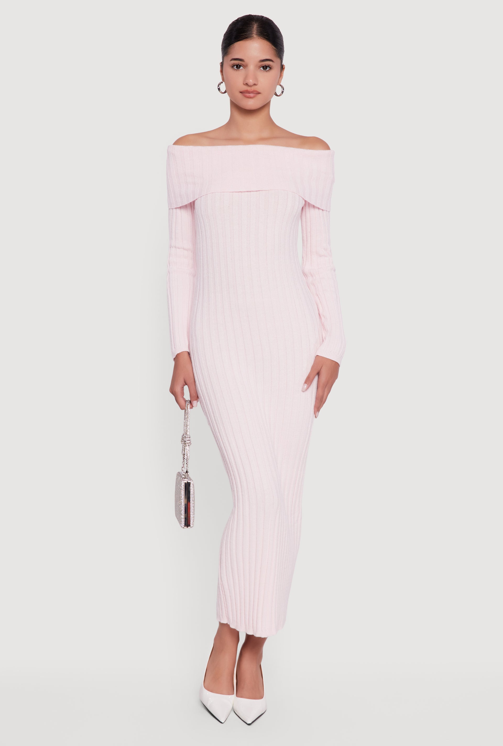 rib knit off shoulder maxi dress Knit Off-Shoulder Maxi Dress - Cream 6