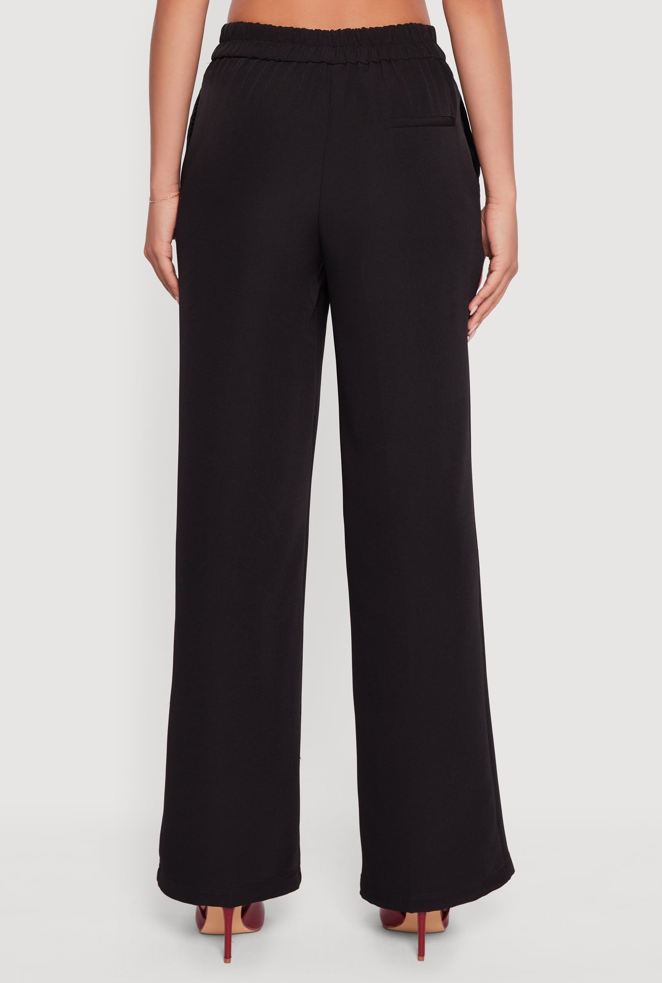 Elastic Waist Straight Leg Dress Pants