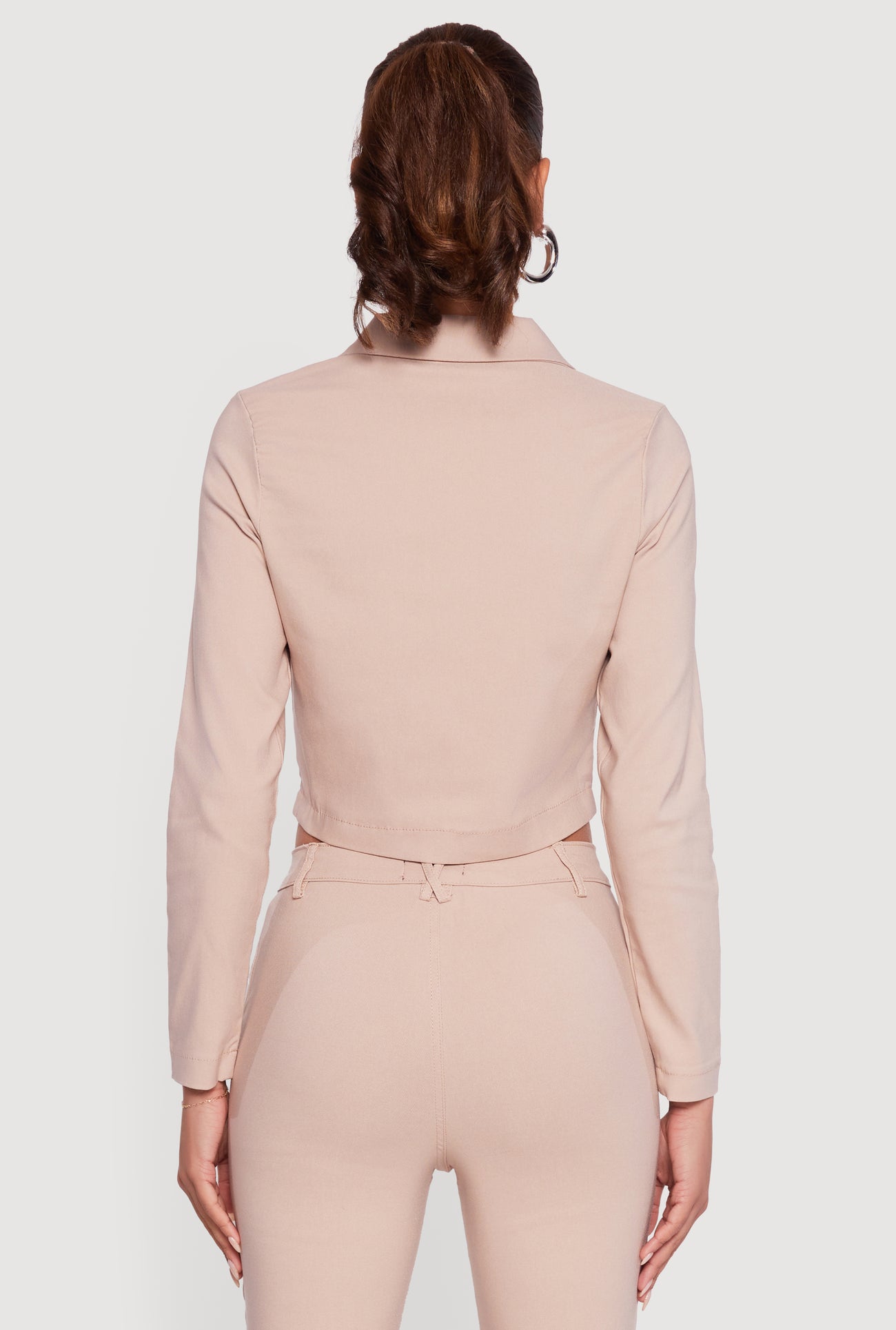 Hyper Stretch Cropped Zip Front Utility Jacket