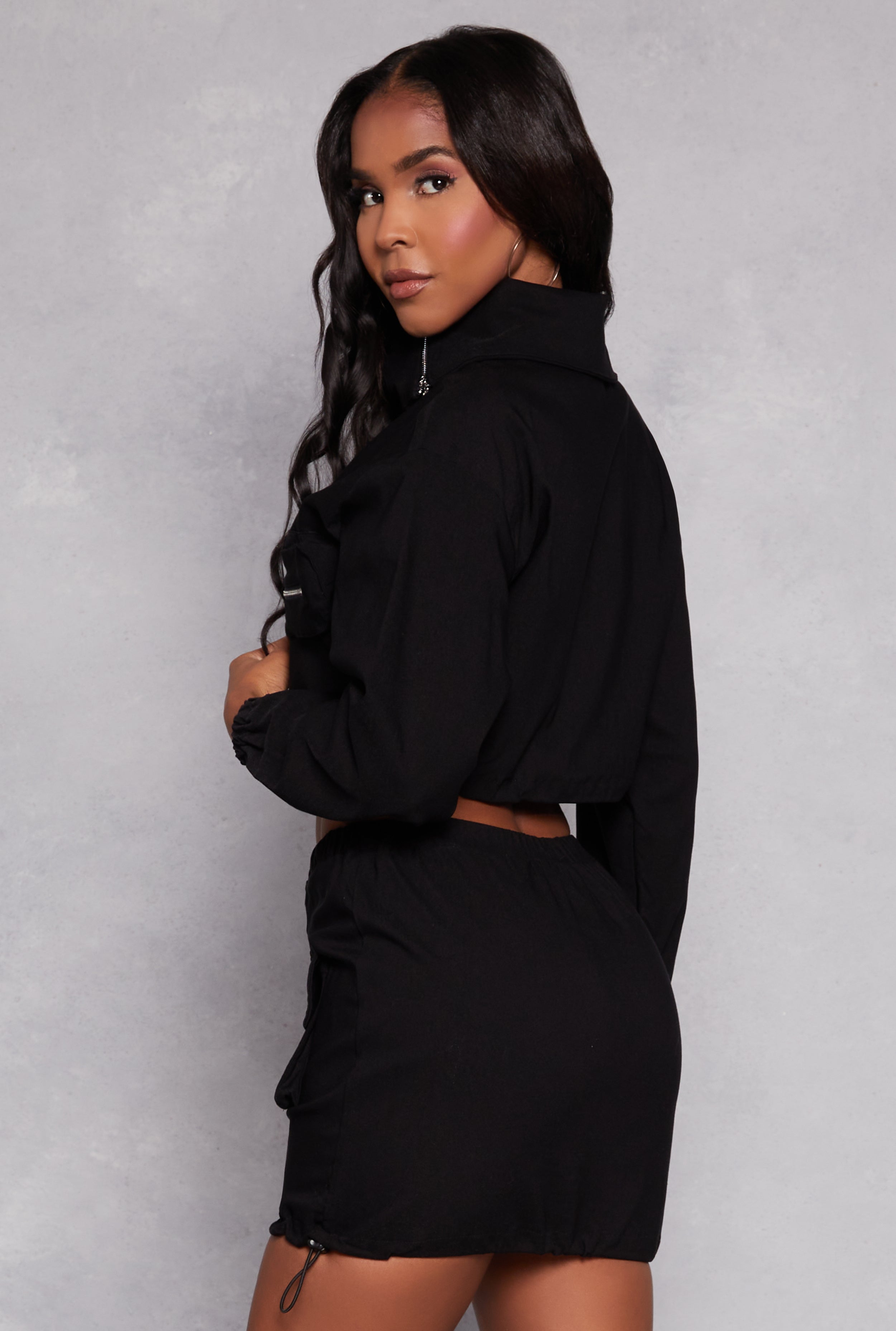 Asymmetrical Zip Front Cropped Jacket