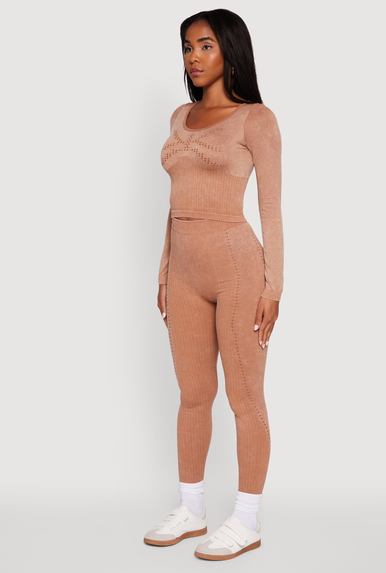 Seamless Laser Cut Corset Detail Crop Top
