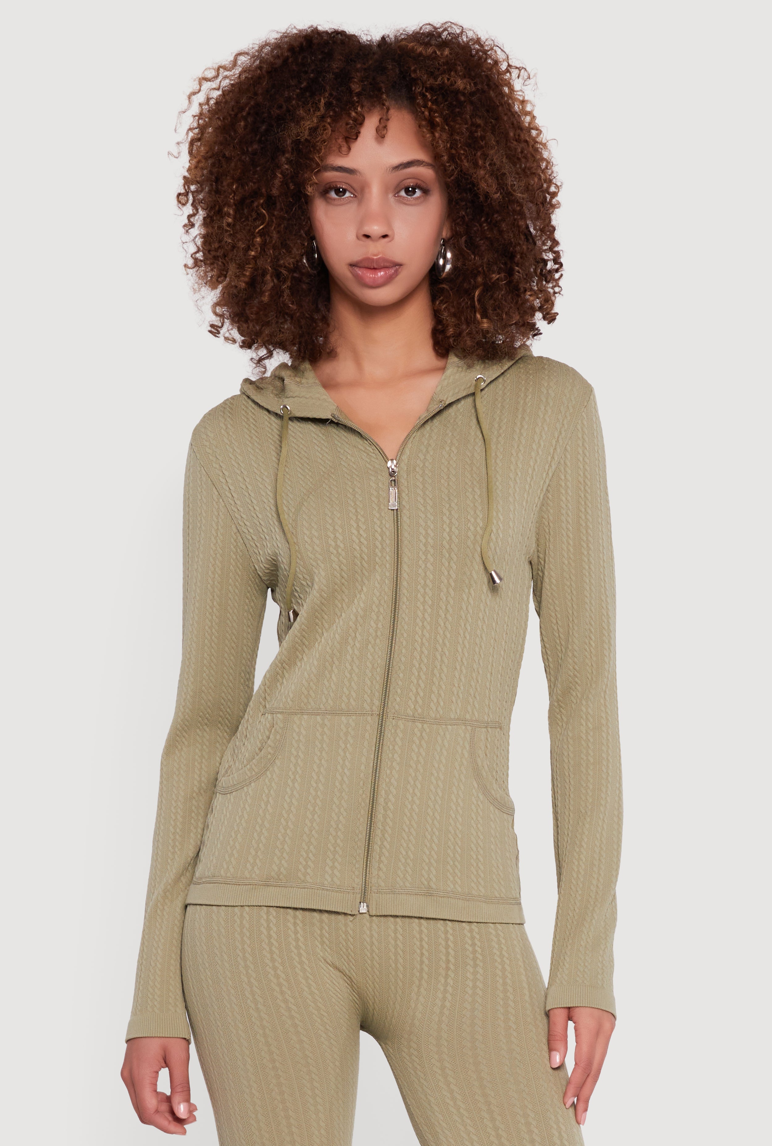 トップス jentlouis Mesh Knit Hoodie Textured Knit Zip Front Hoodie