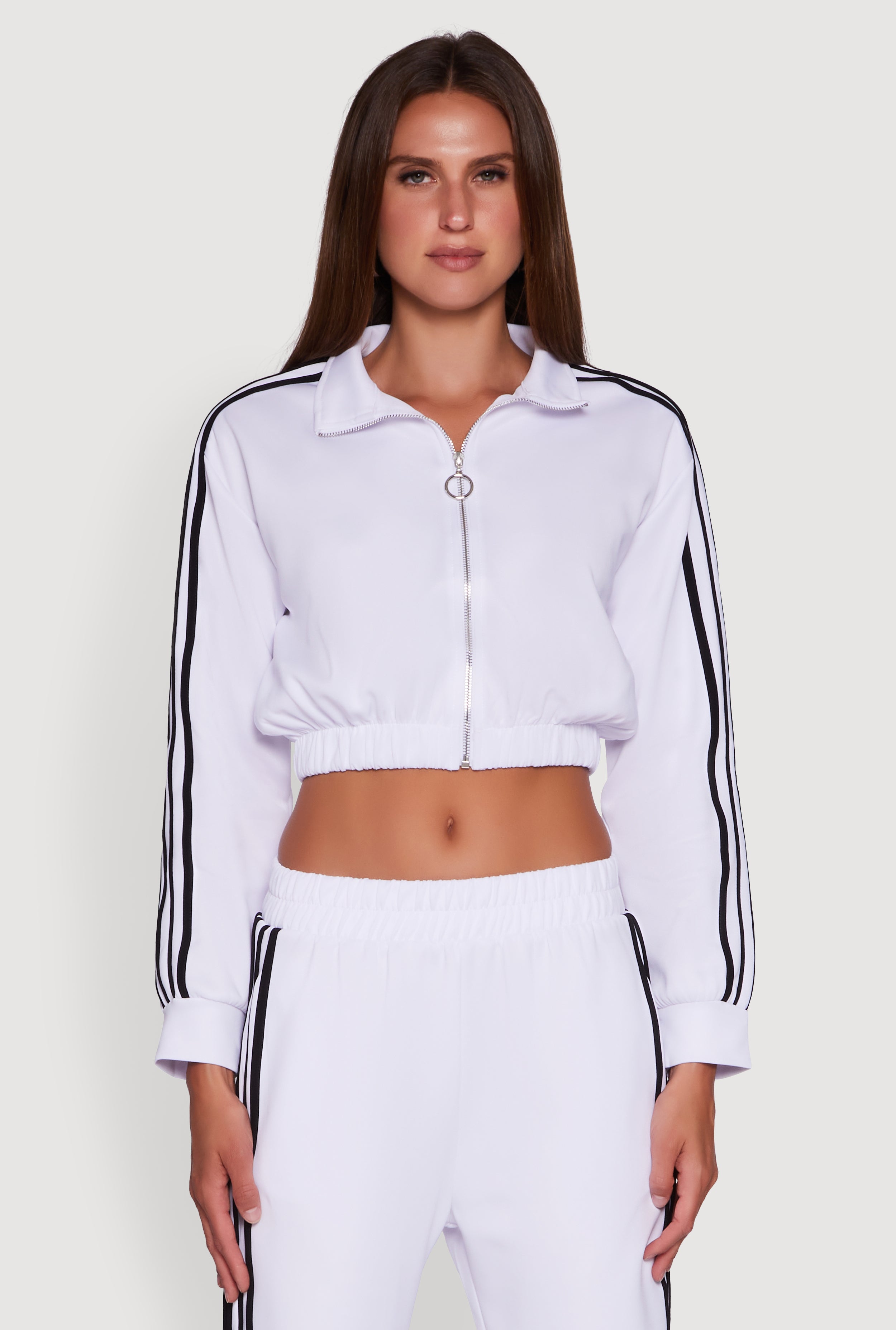 Divided Track Jacket Collared Contrast Trim Zip Front Track Jacket