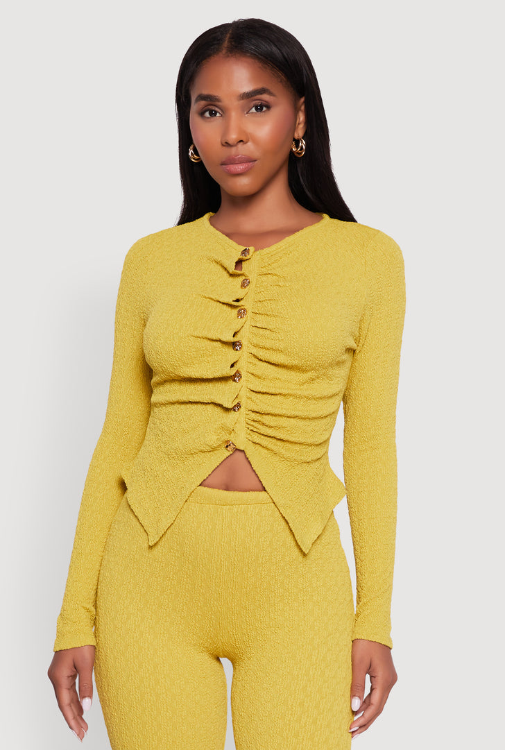 High Waisted Wide Leg Textured Knit Pants