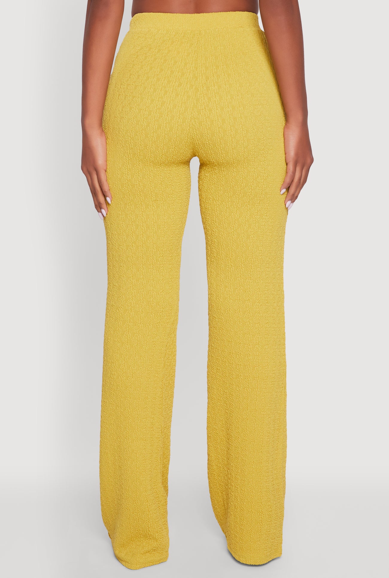 High Waisted Wide Leg Textured Knit Pants