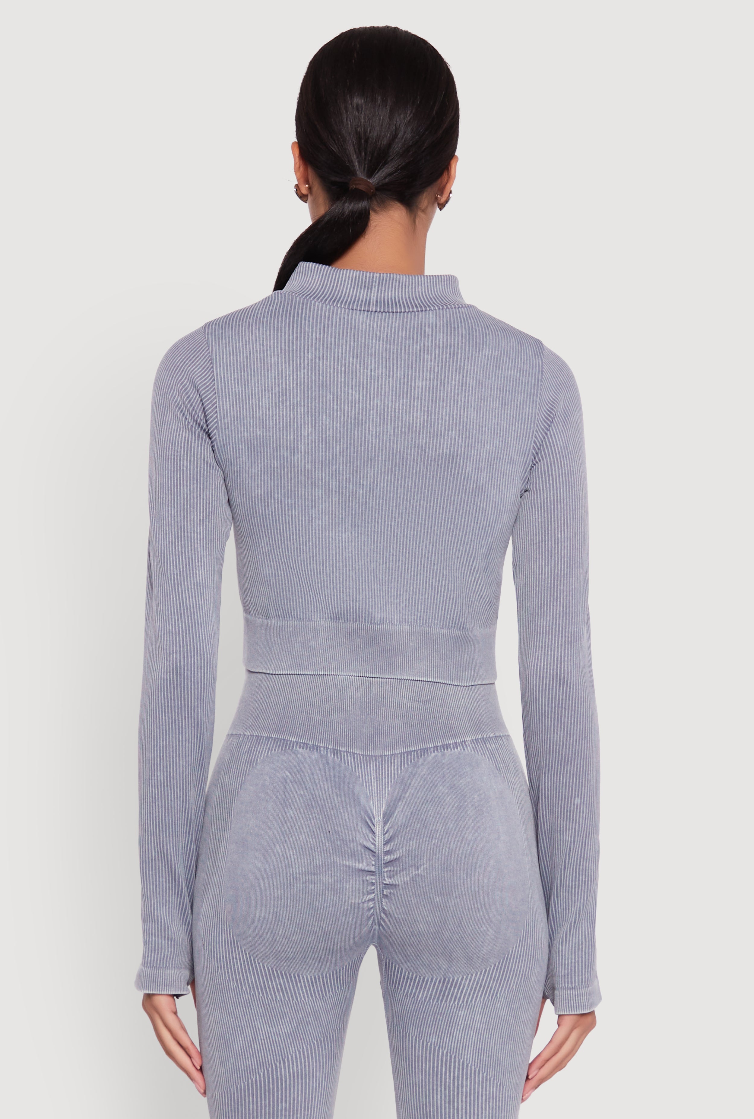 Seamless Ribbed Zip Front Cropped Track Jacket