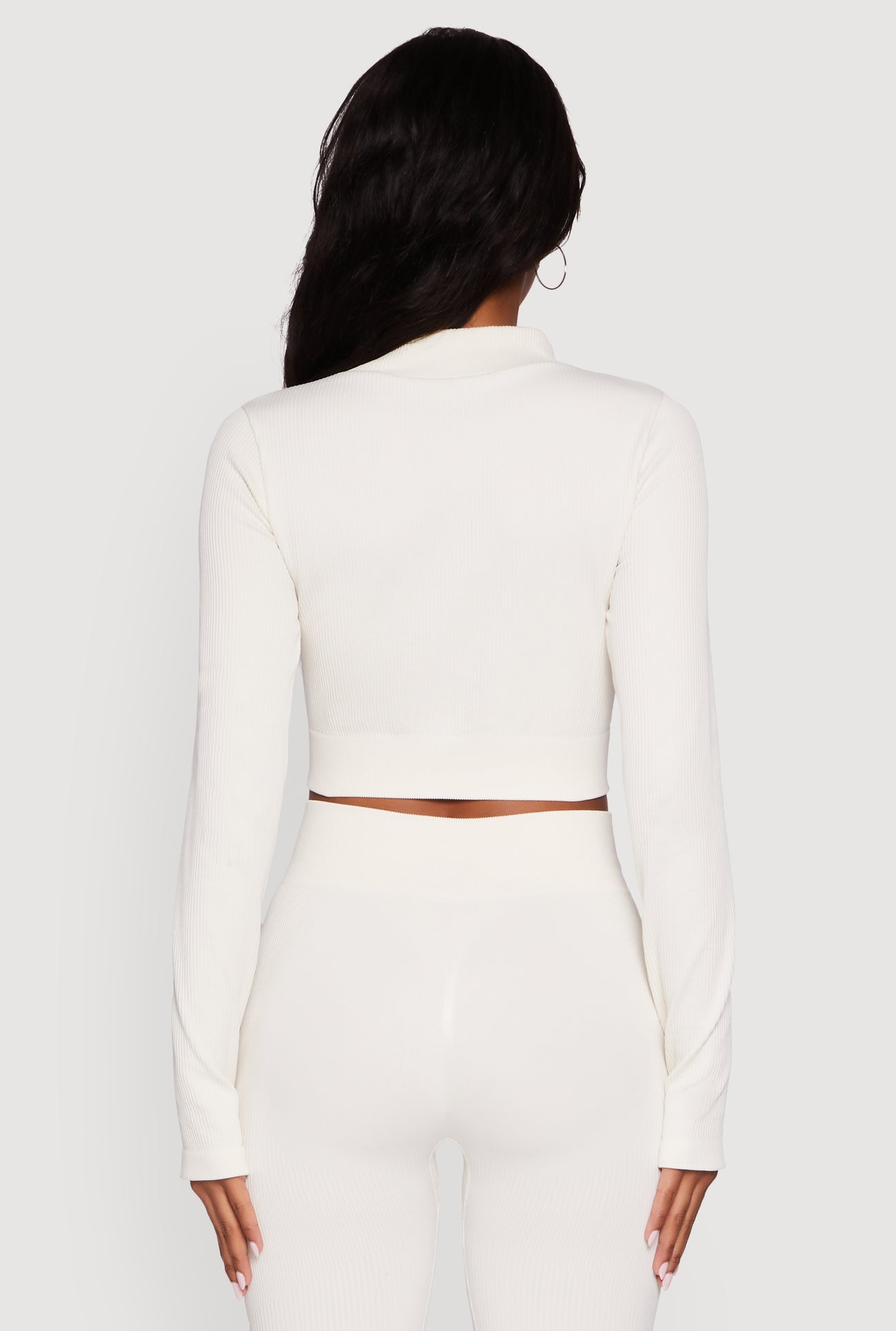 Seamless Ribbed Zip Front Cropped Track Jacket