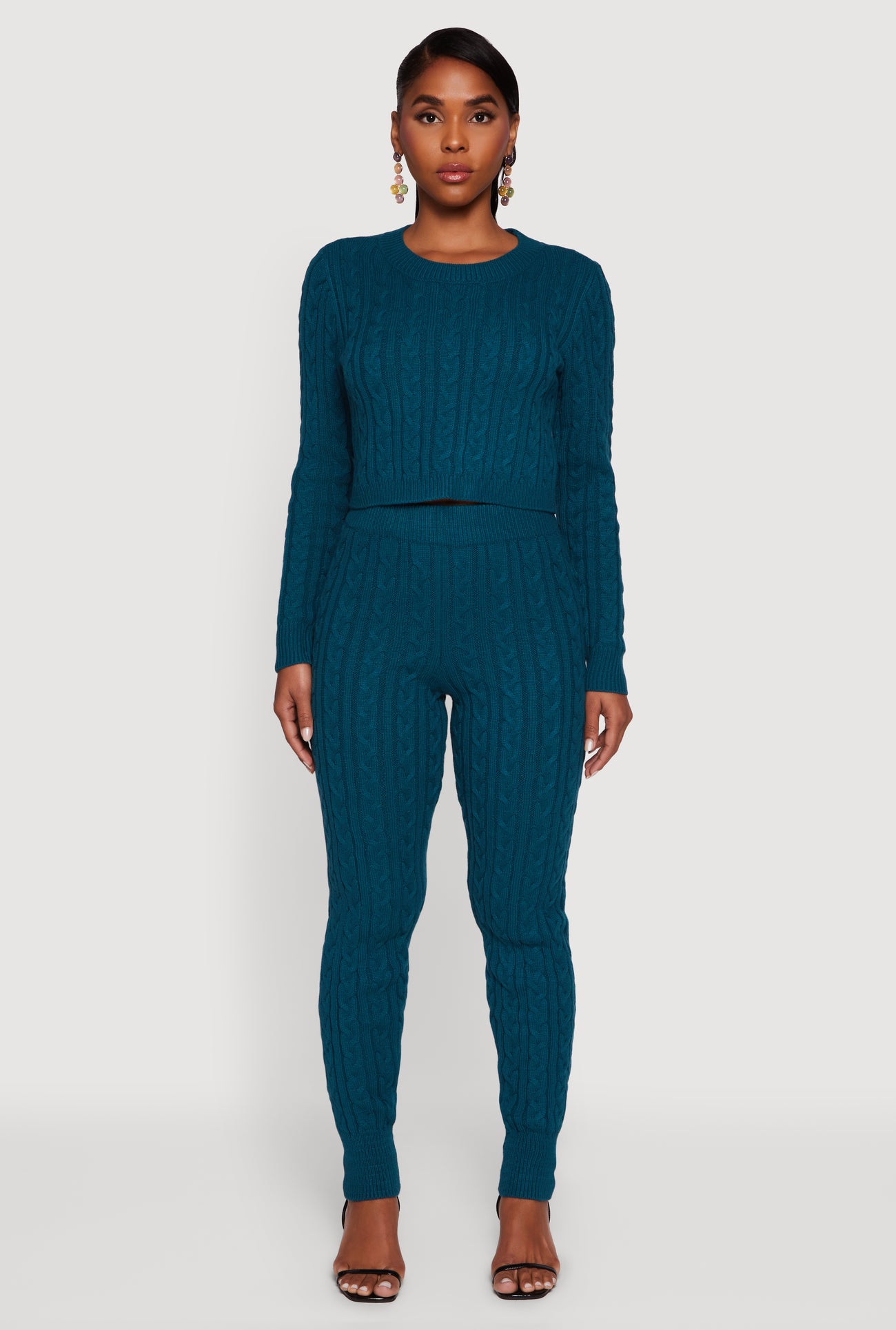 Mid Rise Cable Knit Joggers