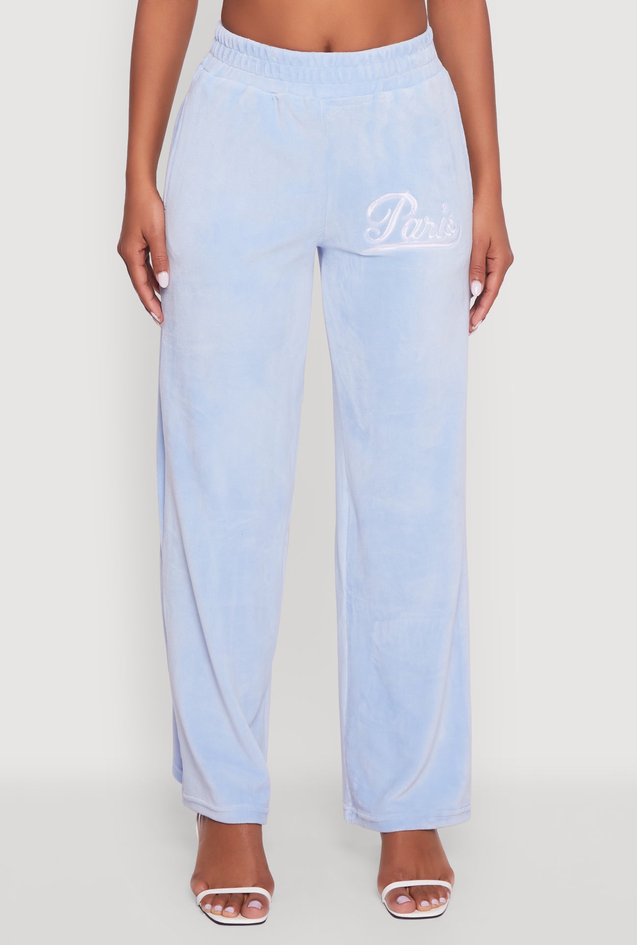 Velour High Waisted Paris Graphic Sweatpants
