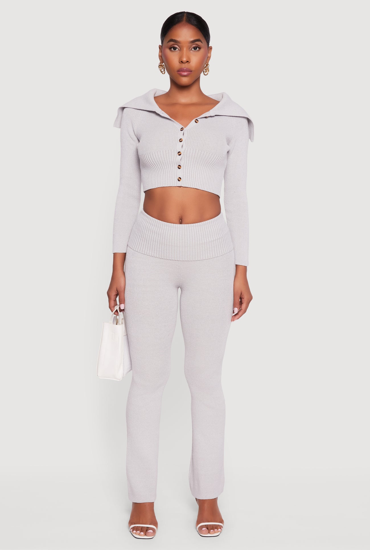 Fold Over High Waist Boot Cut Pants