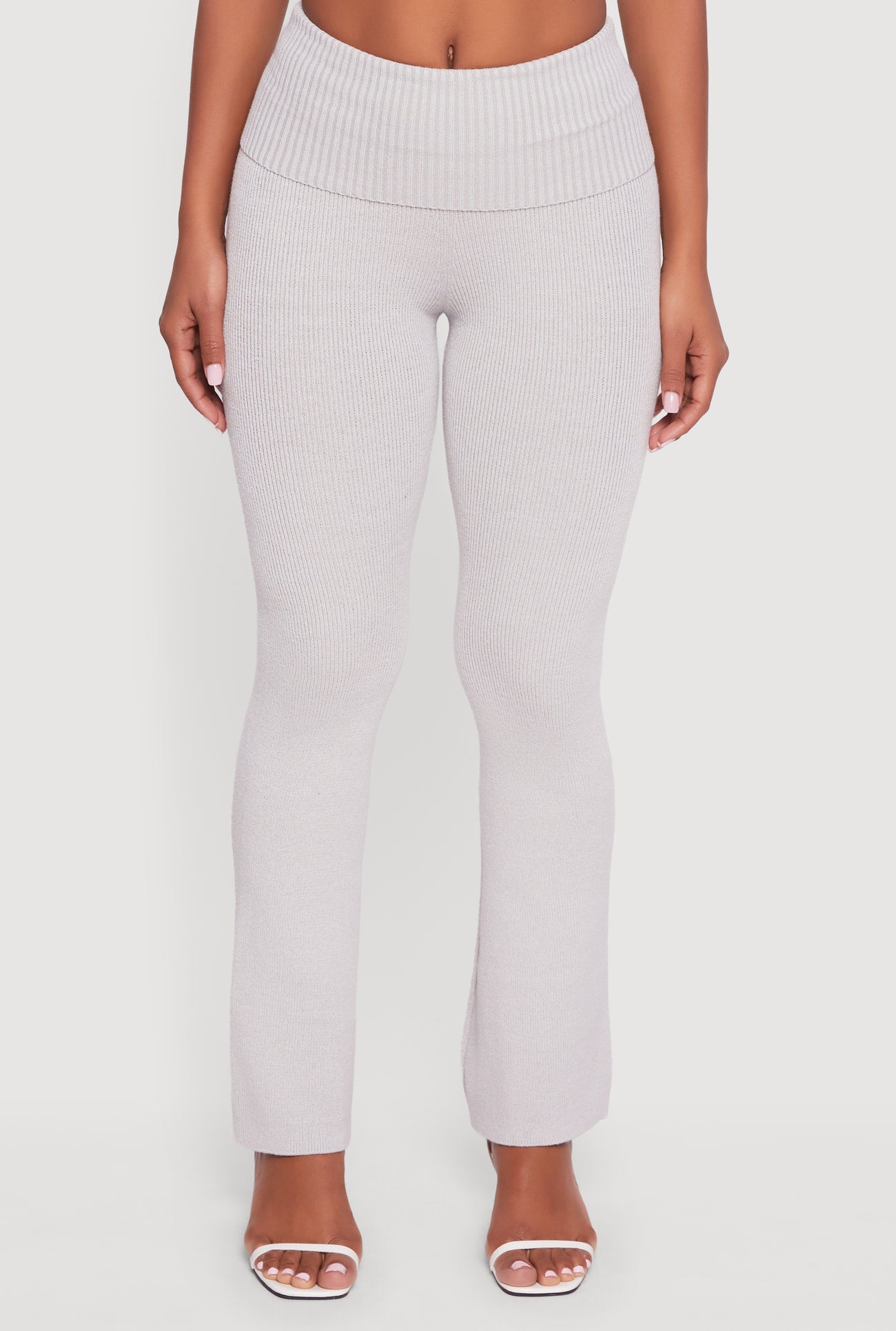 Fold Over High Waist Boot Cut Pants