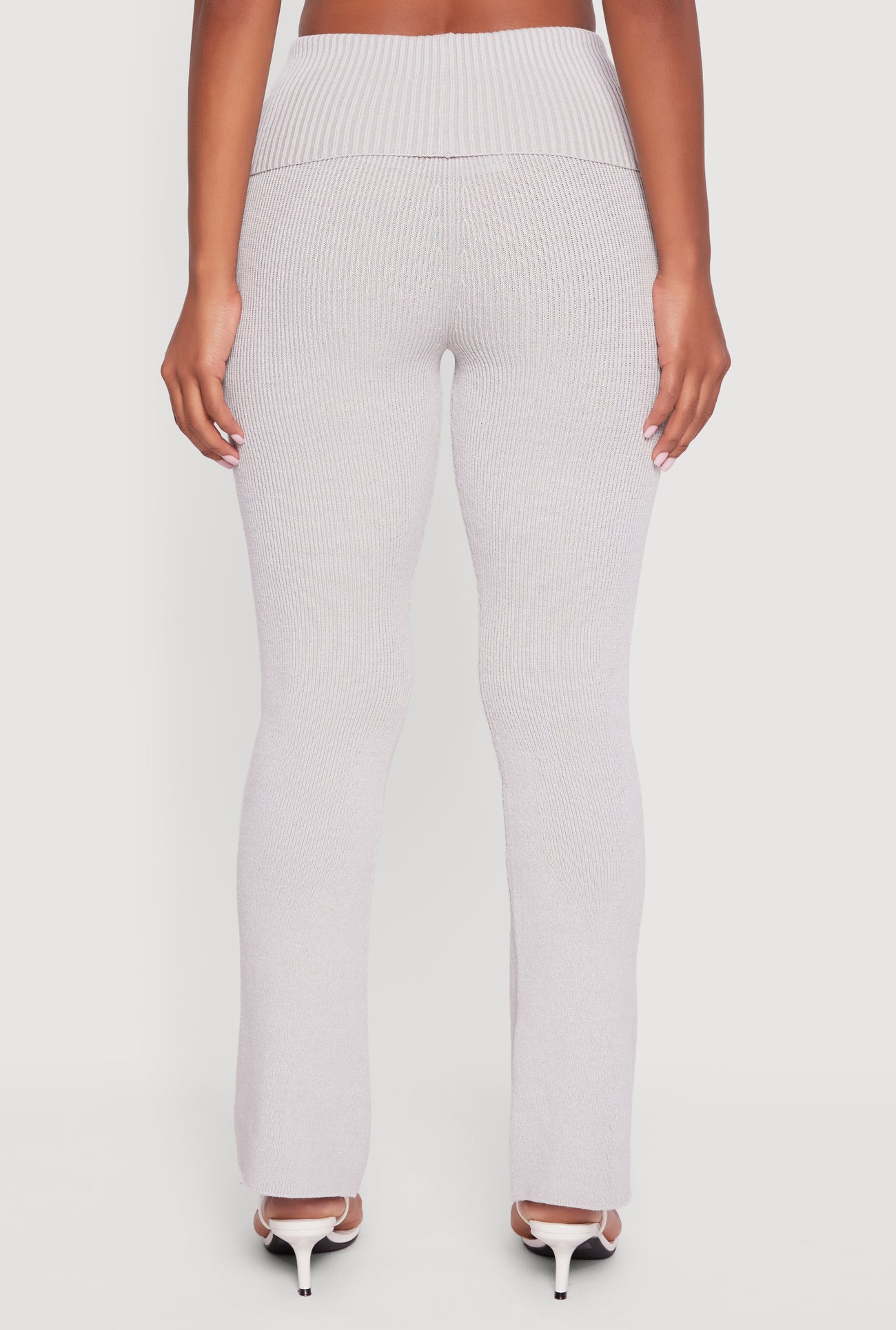 Fold Over High Waist Boot Cut Pants