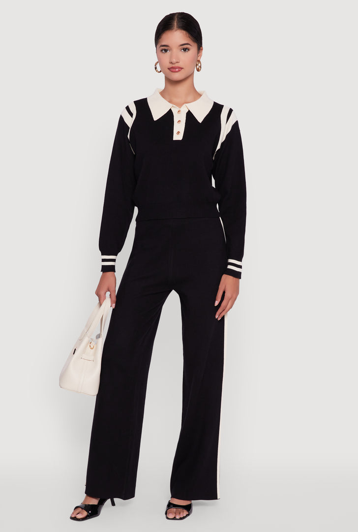 Side Stripe Pull On Wide Leg Pants