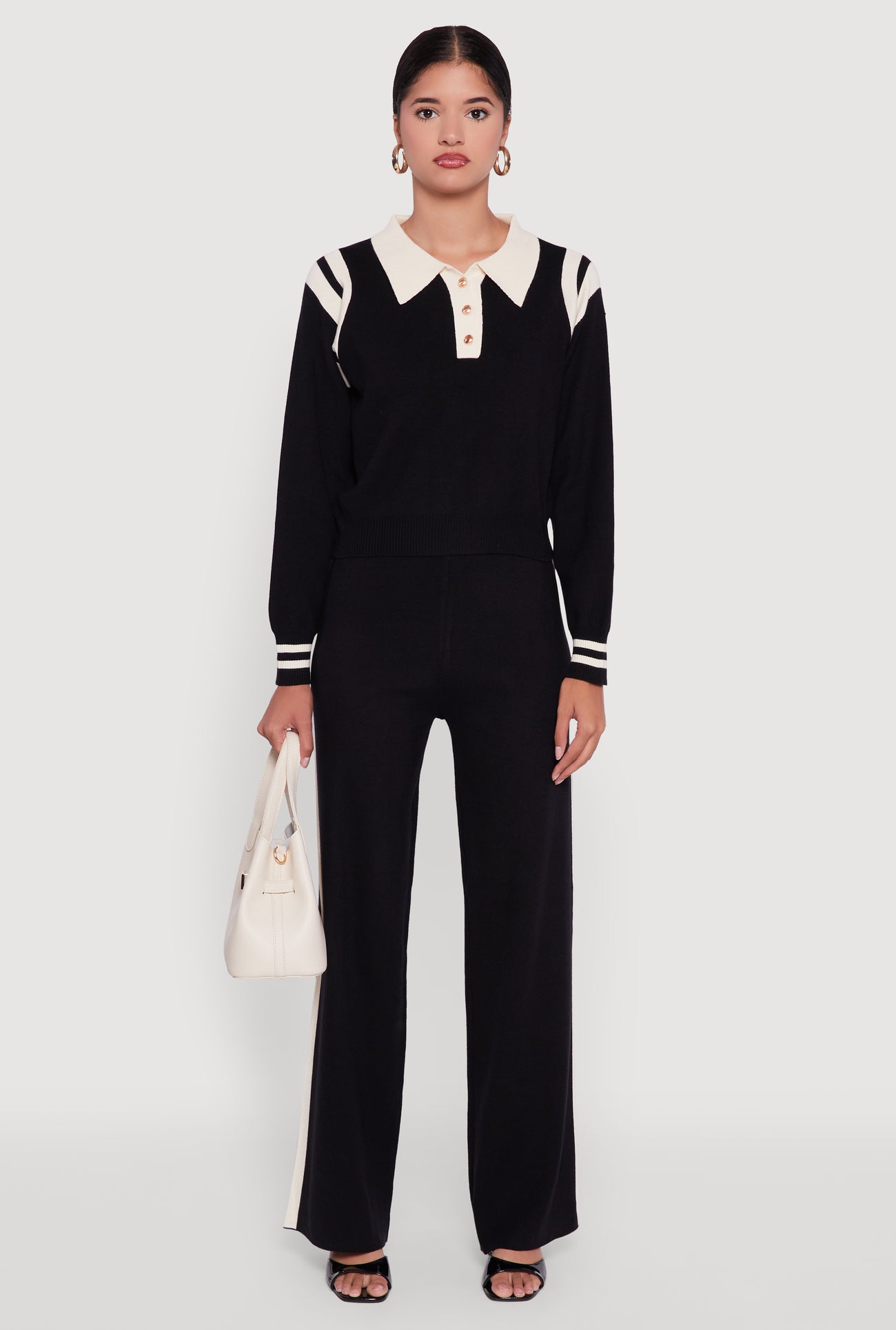 Side Stripe Pull On Wide Leg Pants