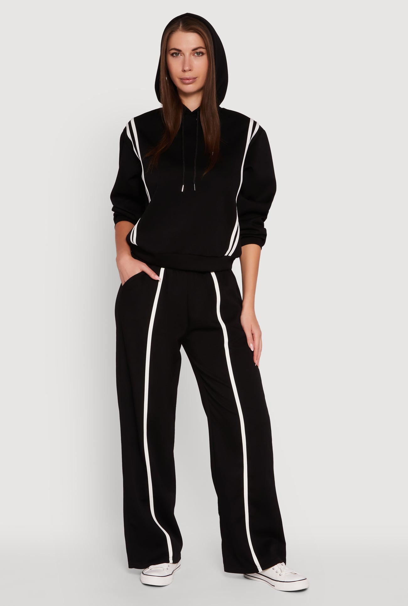 Varsity Stripe Hooded Pullover Sweatshirt