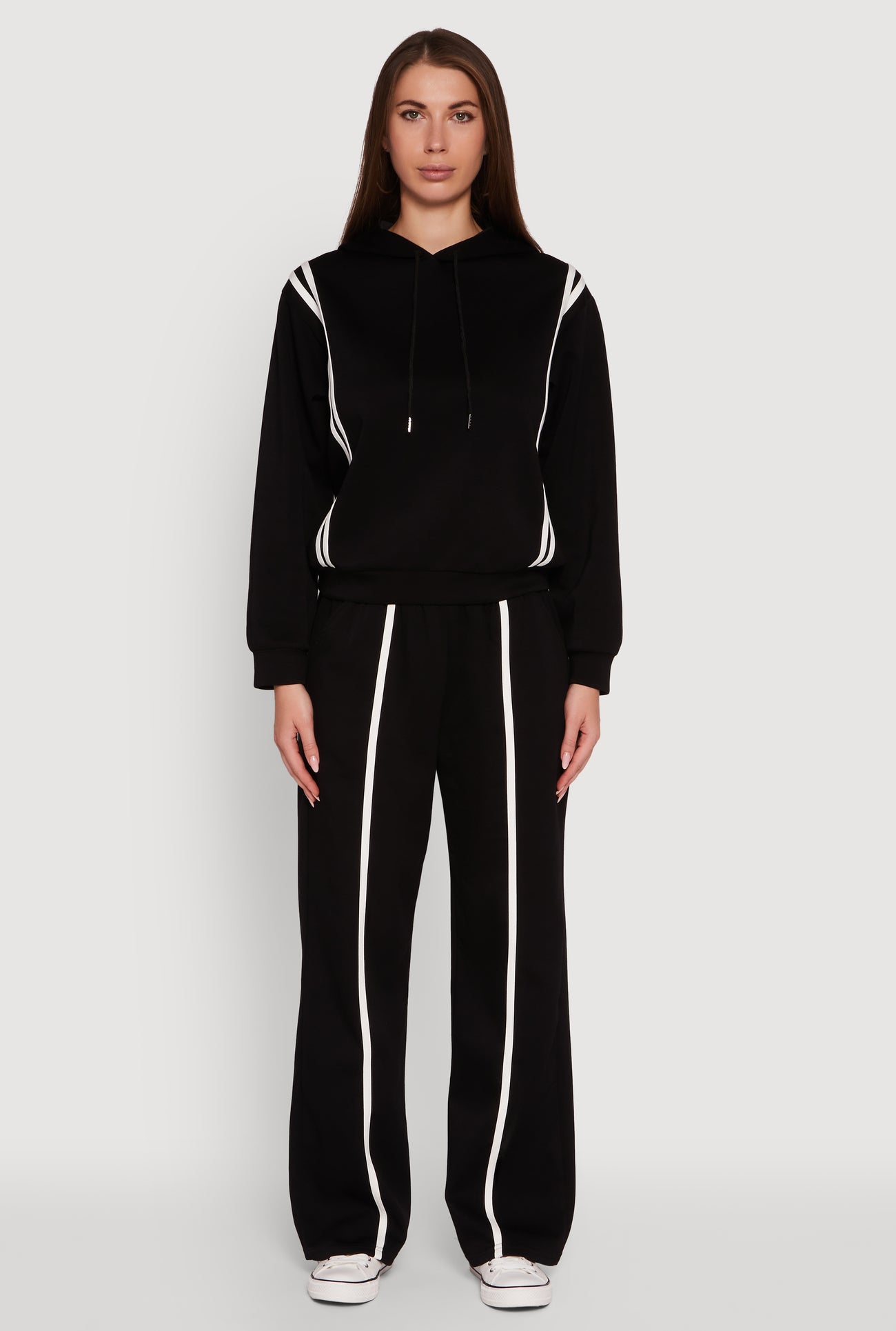 Varsity Stripe Hooded Pullover Sweatshirt