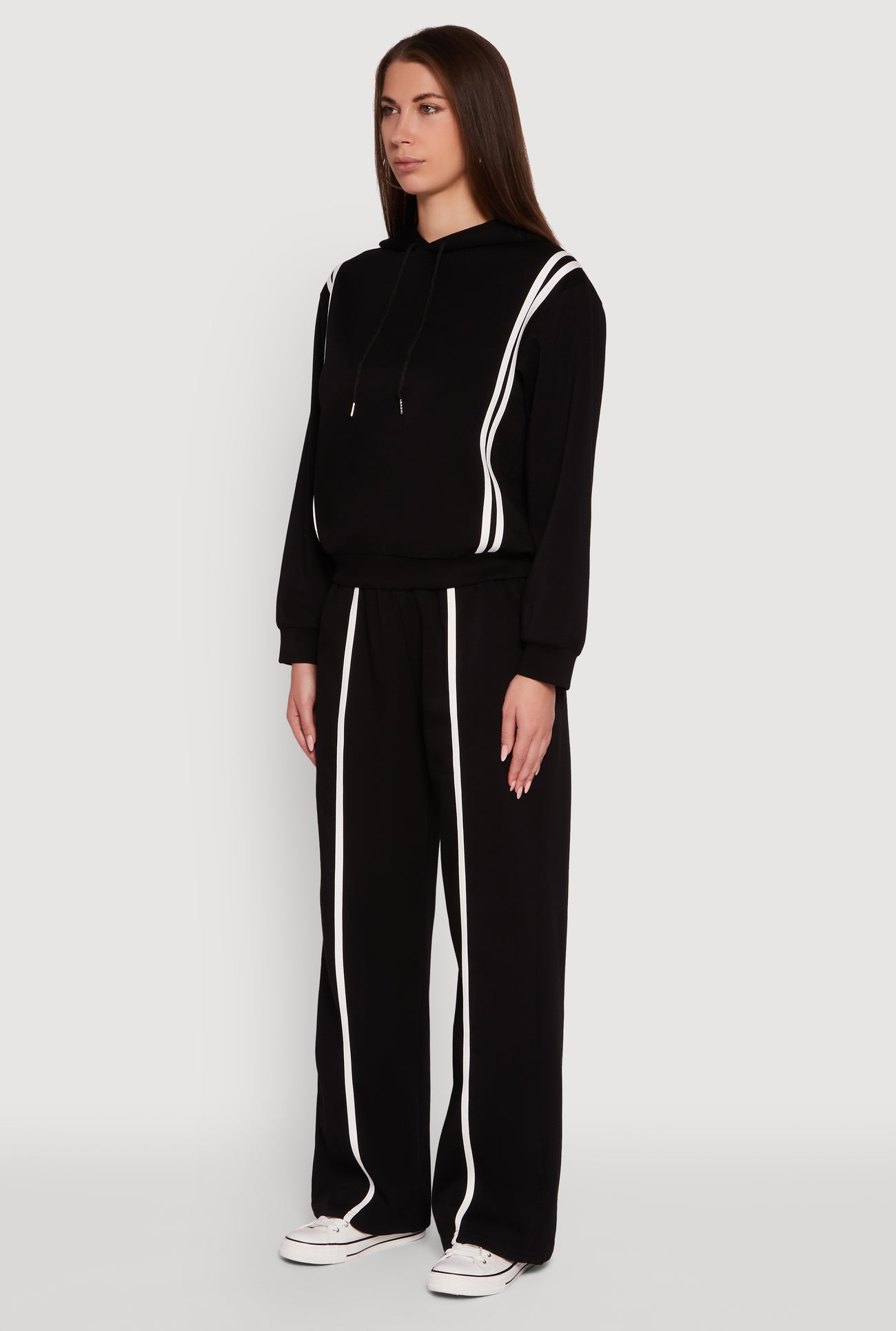 Varsity Stripe Hooded Pullover Sweatshirt