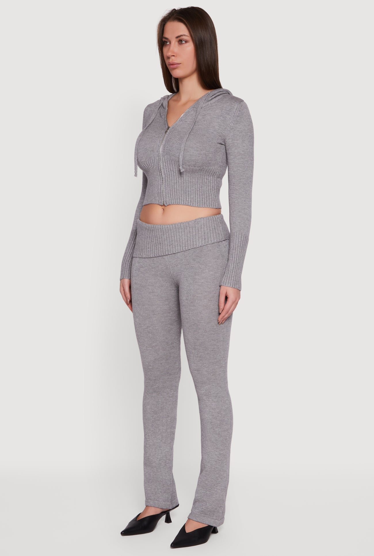 Zip Front Hooded Cropped Sweater